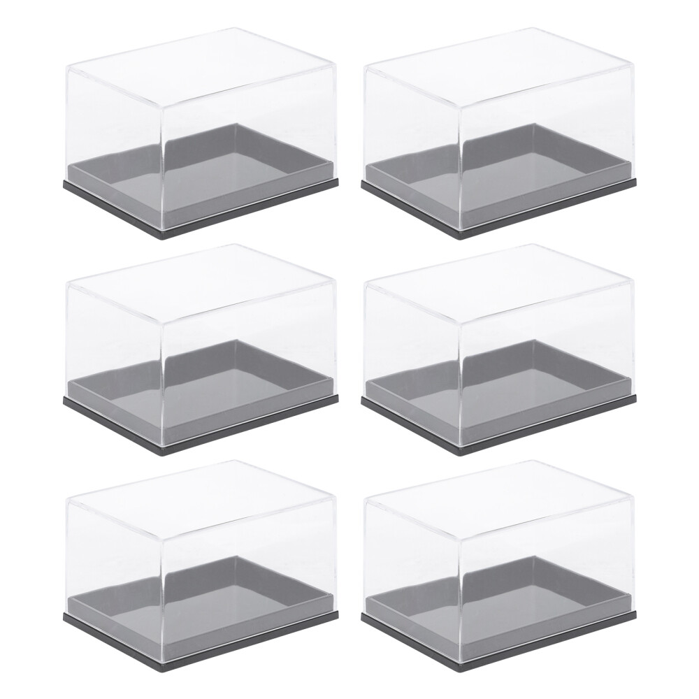 6 Pcs Square Transparent Plastic Specimen Display Boxes Mineral Storage Cases