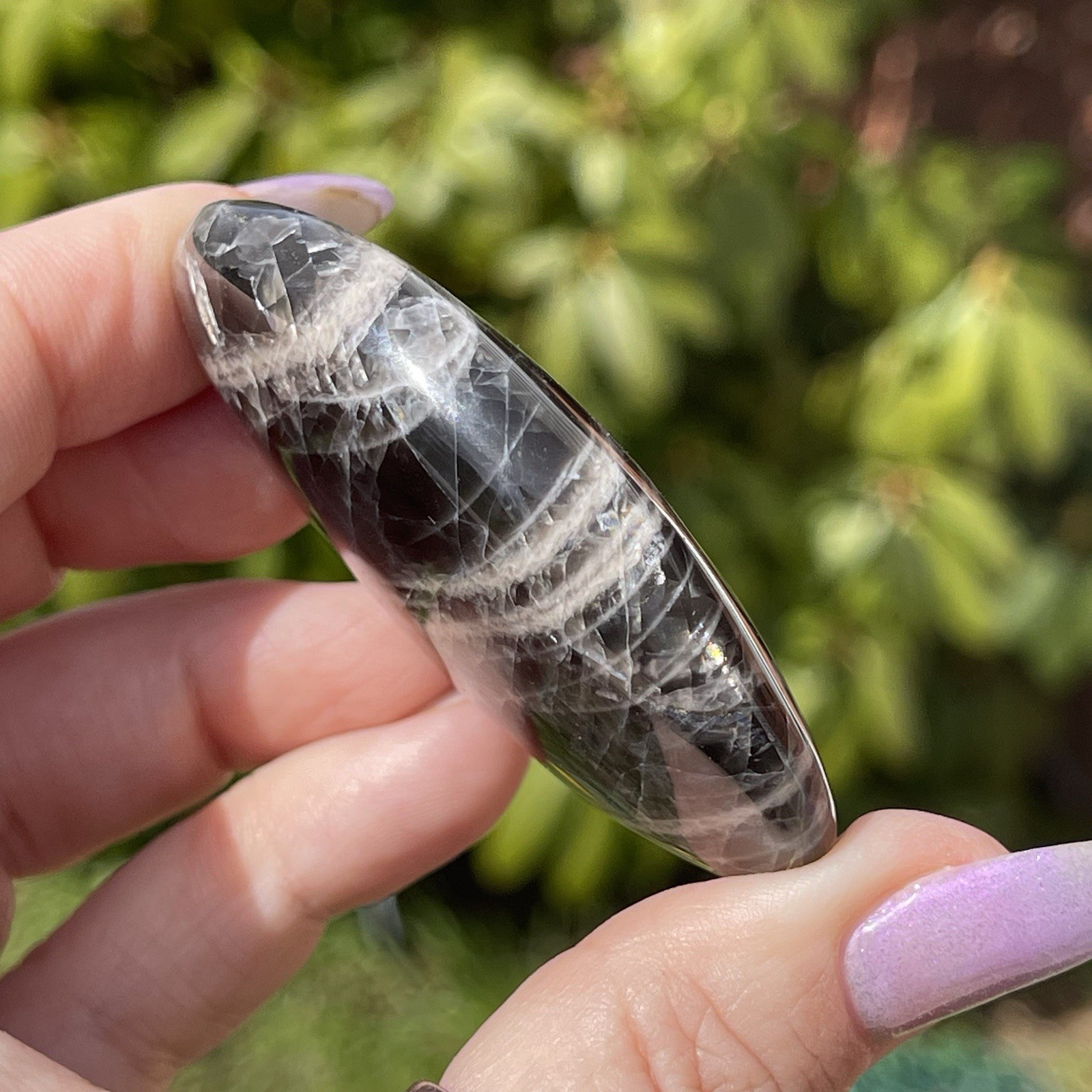 Black Sunstone Flat Palm Medallion Crystal Freeform Confetti sunstone Gemstone