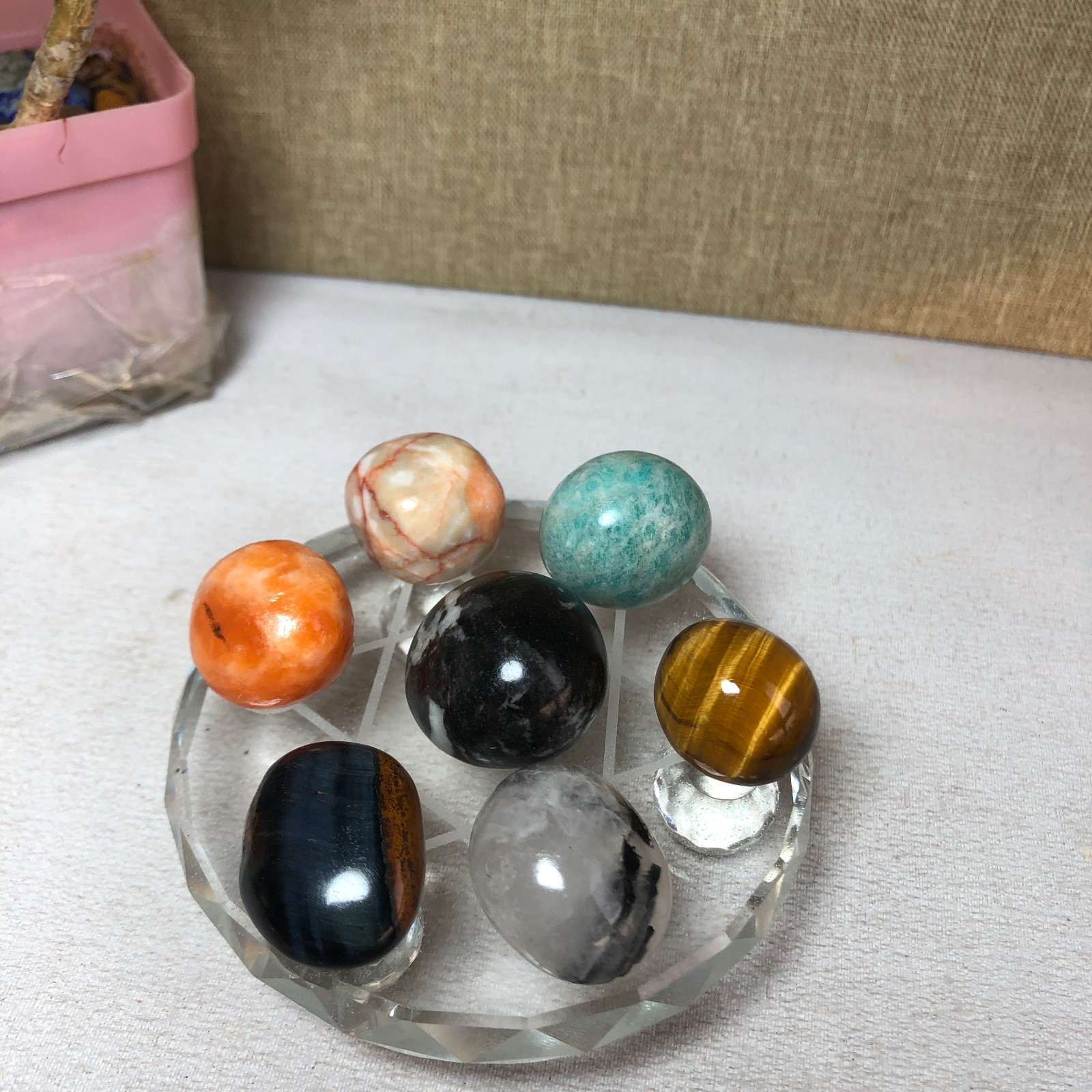 Natural various semi-precious stone Crystal Seven Star Array tumbled 200g A2475