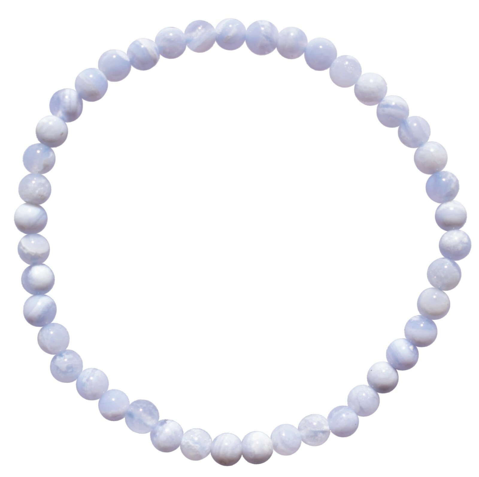 CHARGED Natural Blue Lace Agate Crystal 4mm Bracelet + Selenite Heart Charger