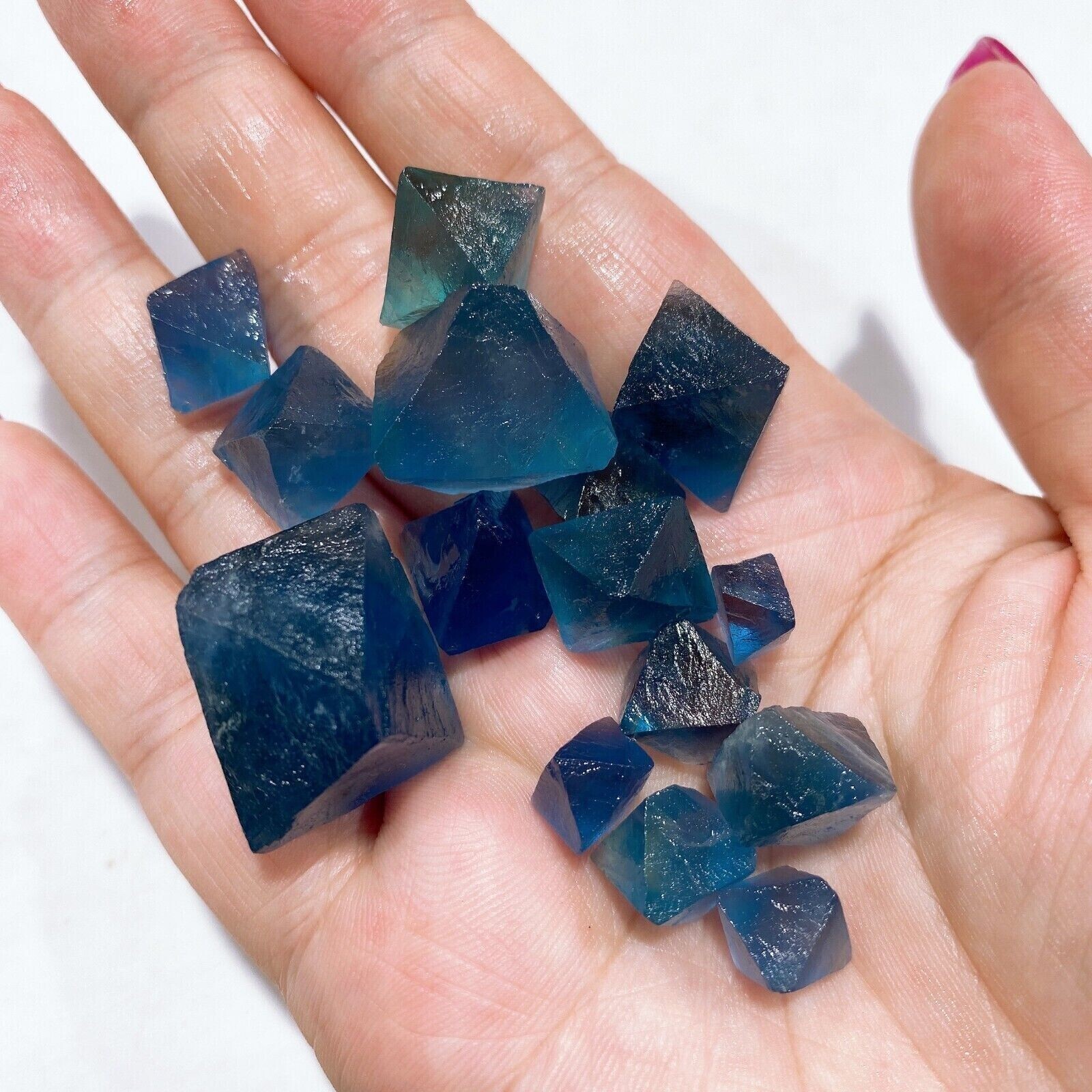 100g/Lot Natural Blue Fluorite Octahedron Crystal Mineral Crystal Healing US