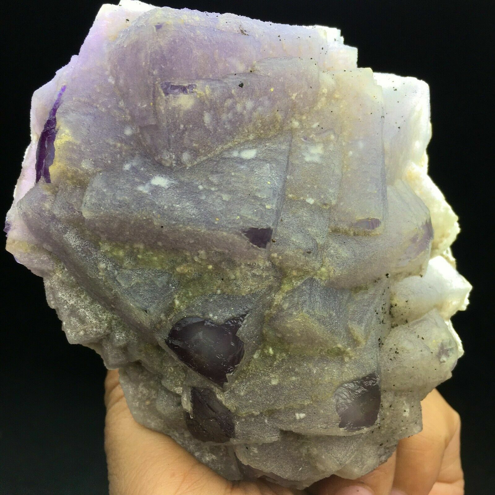 450g Transparent Light Purple Cubic Fluorite Crystal Cluster Mineral Specimen
