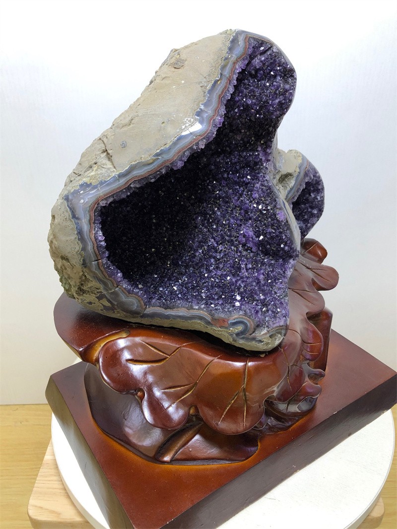 23.32LB Natural Amethyst Cave Quartz Crystal Mineral Specimen Healing + STAND