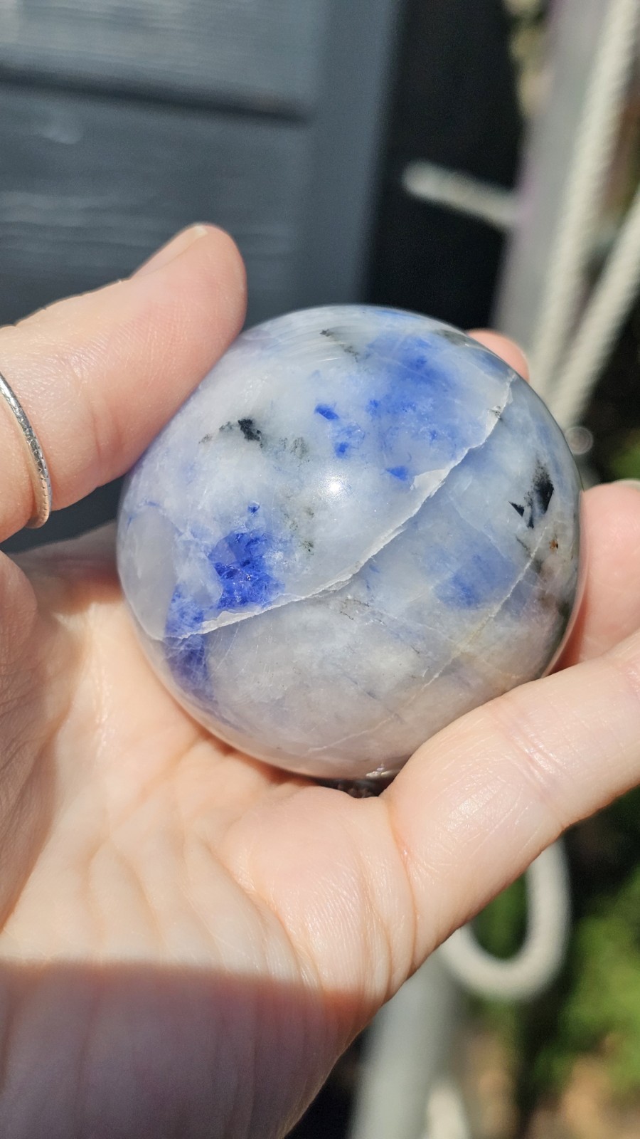 Afghanite Crystal sphere Rare 5.2cm 192g Blue uv Reactive