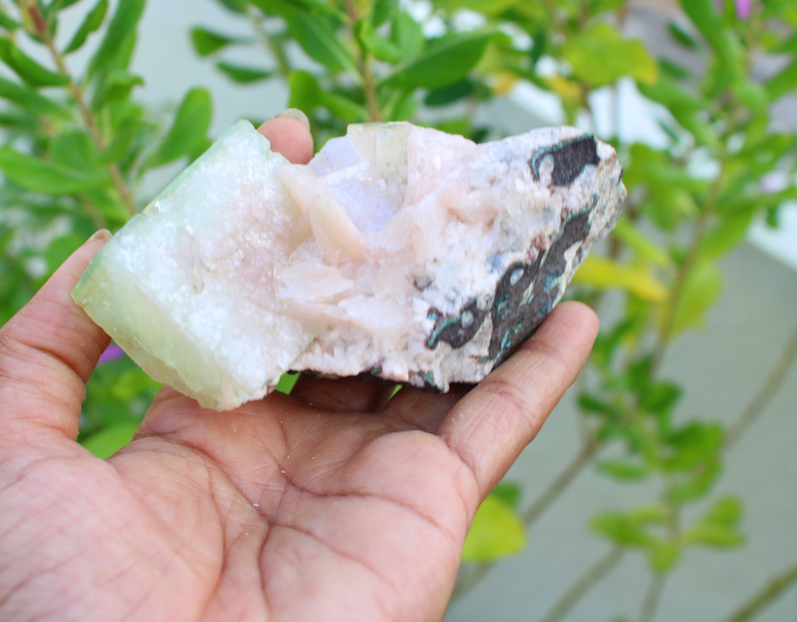 Green Apophyllite Crystals w/ Stilbite Minerals Specimen #A49