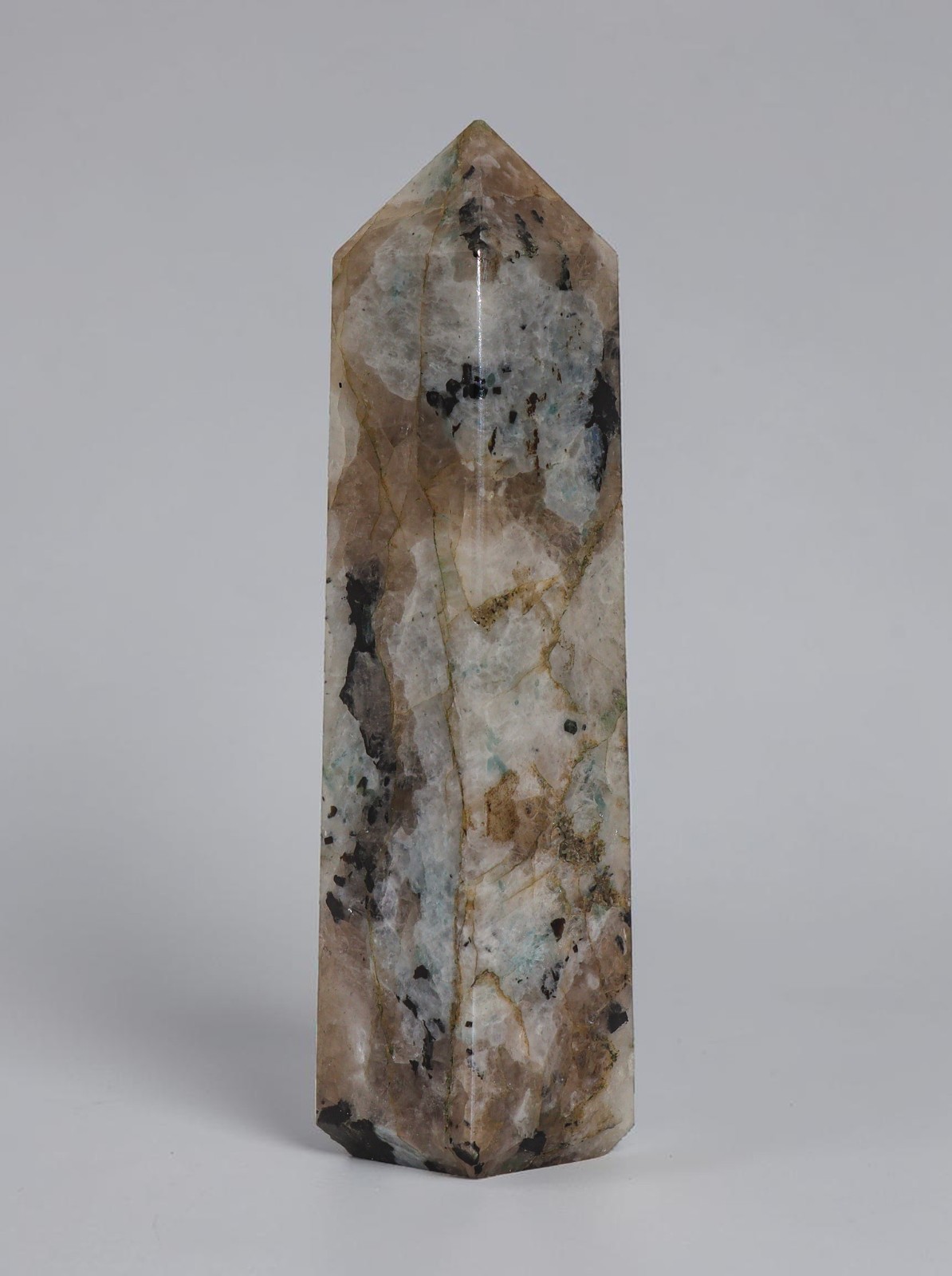 Rainbow Moonstone Crystal Tower 150MM Meditation Healing Obelisk