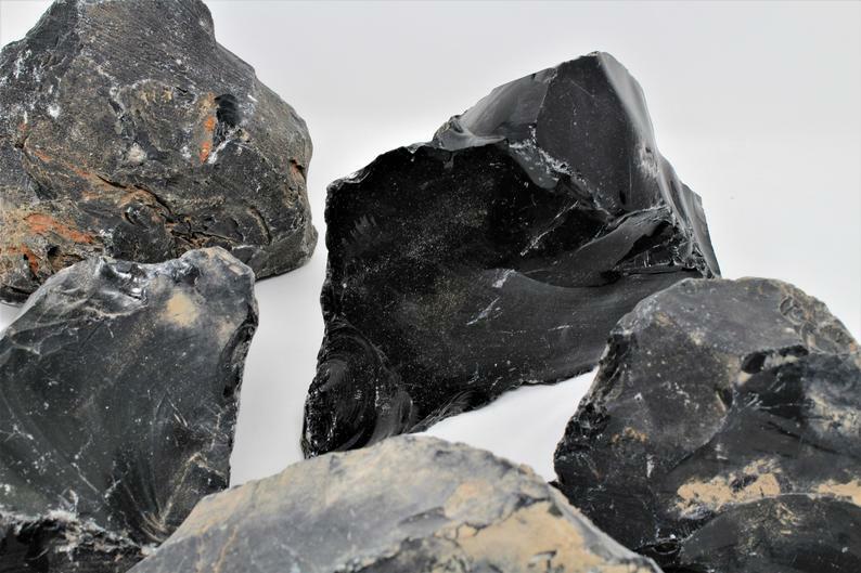 Black Obsidian Stone Rough Raw Chunk, High Grade A Quality – Healing Crystals