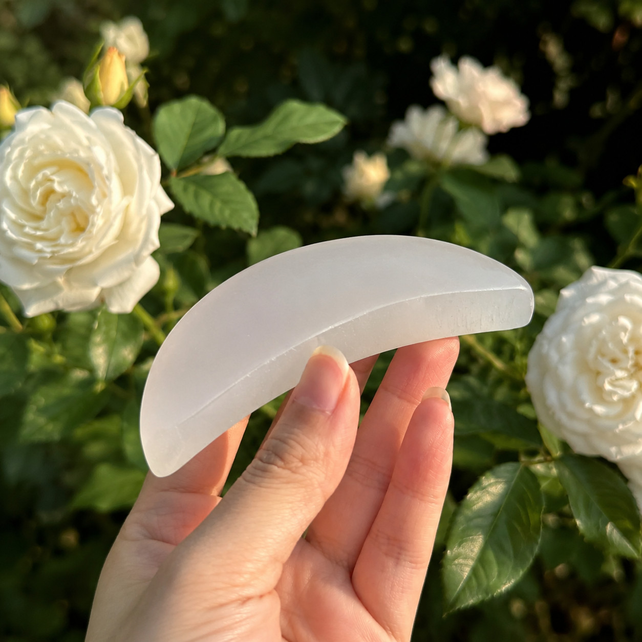 Selenite Moon Bowl Crystal Cleansing Charging Plate Trinket Jewelry Dish Decor