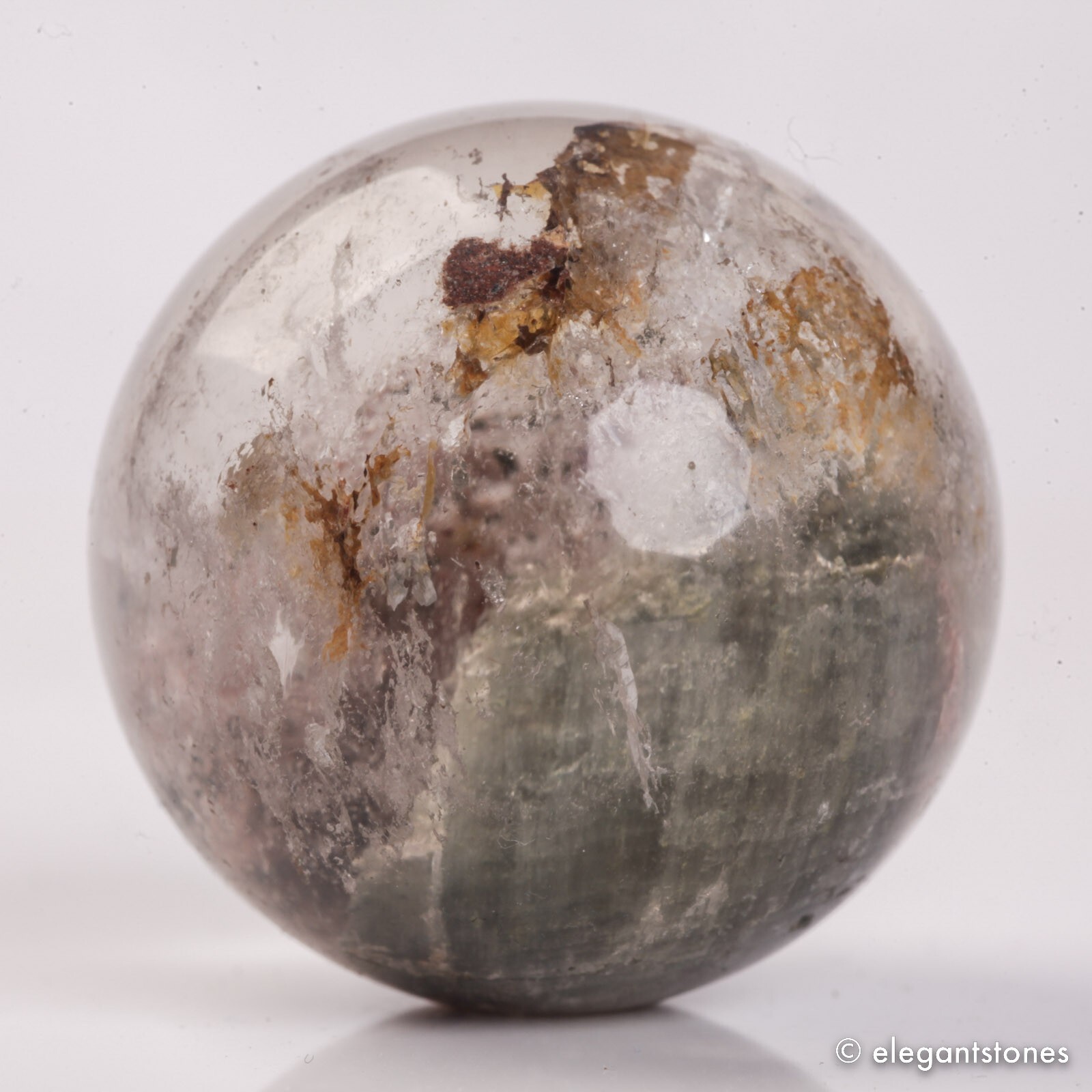 52g33mm Natural Garden/Phantom/Ghost/Lodolite Quartz Crystal Sphere Healing Ball