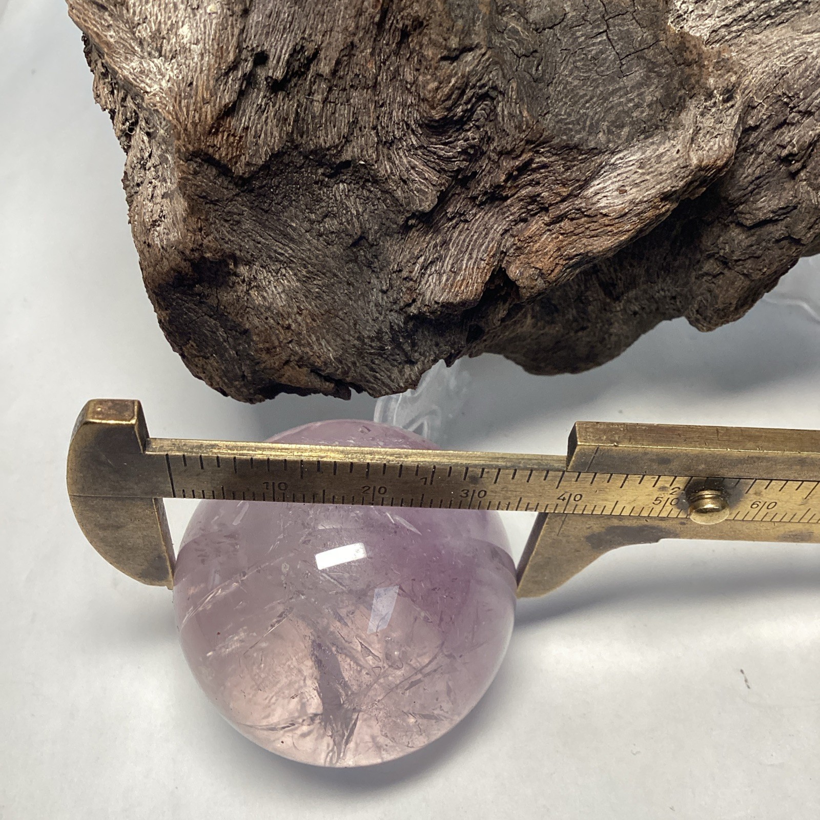 42 mm Amethyst Sphere On Natural Driftwood Stand