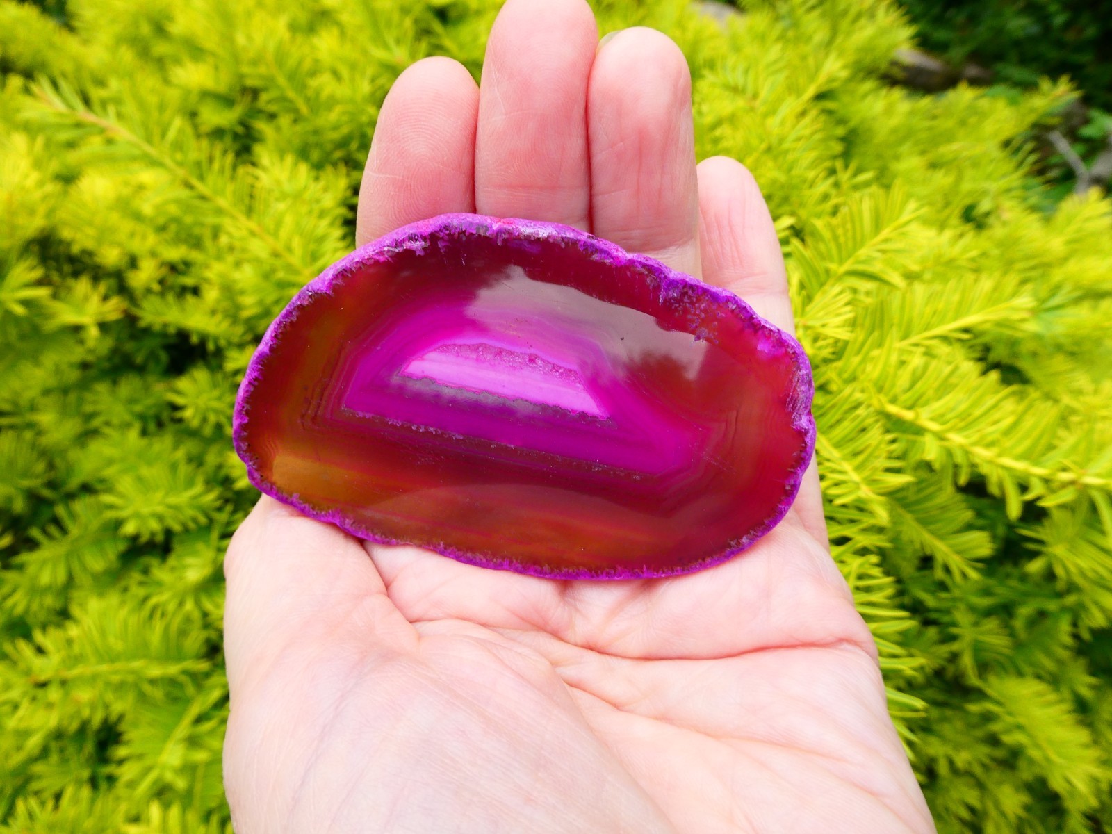5 Assorted Large Pink Agate Crystal Slices Sizes 79mm – 90mm (6) Brazil