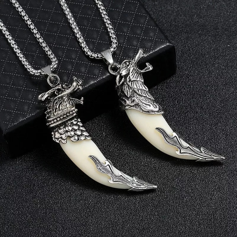 Men’s Fashion Jewelry Silver Domineering Viking Wolf Pendant Necklace 1PC