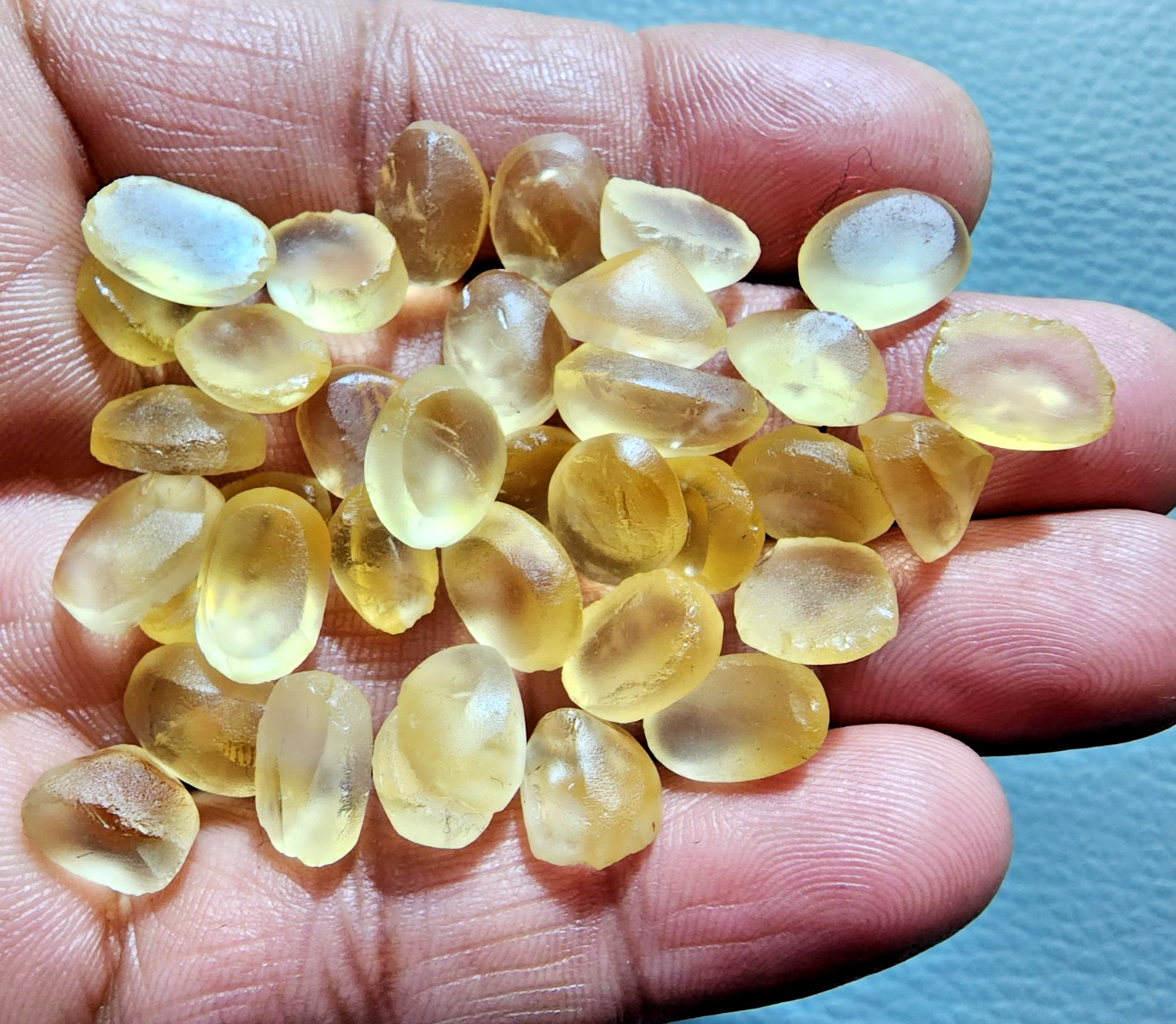 35 Pcs Yellow Citrine Topaz Without Cutting, 10-13MM Faceted Cabochon Gemstone