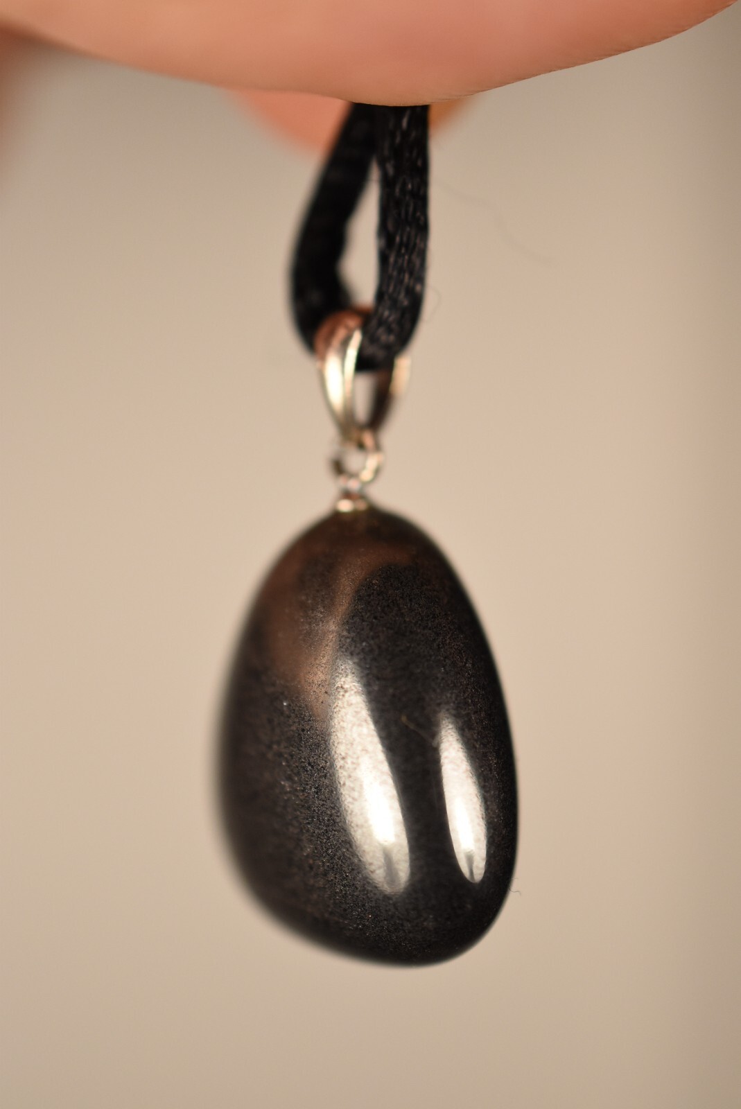 925 *HEMATITE* Pendant 2.4cm 9.7g +Cord Silver Natural Improves Relationships