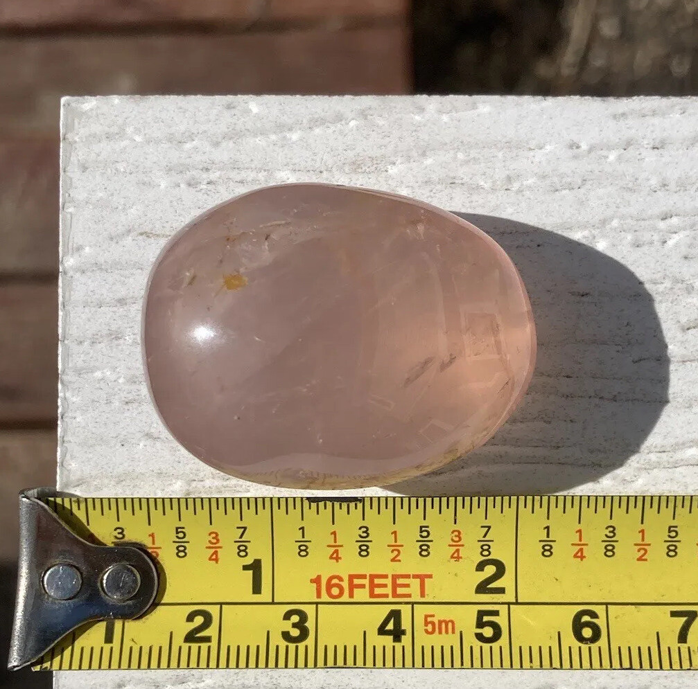 Handmade Polished PINK ROSE QUARTZ Healing Crystal Palm Stone Pebble MADAGASCAR