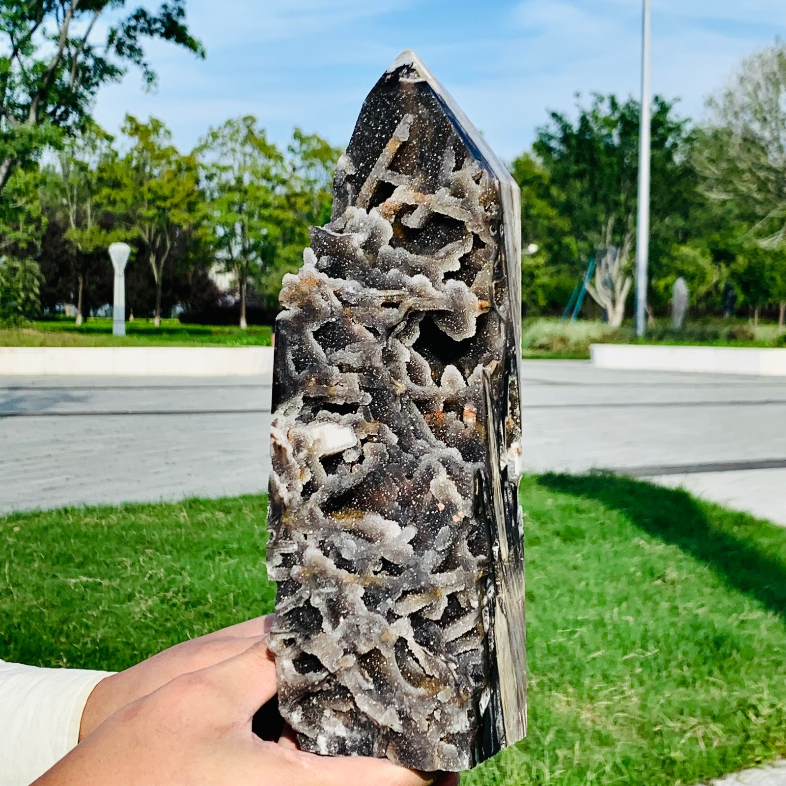 6.69LB Natural Sphalerite Crystal Cave obelisk quartz crystal Wand Point Healing