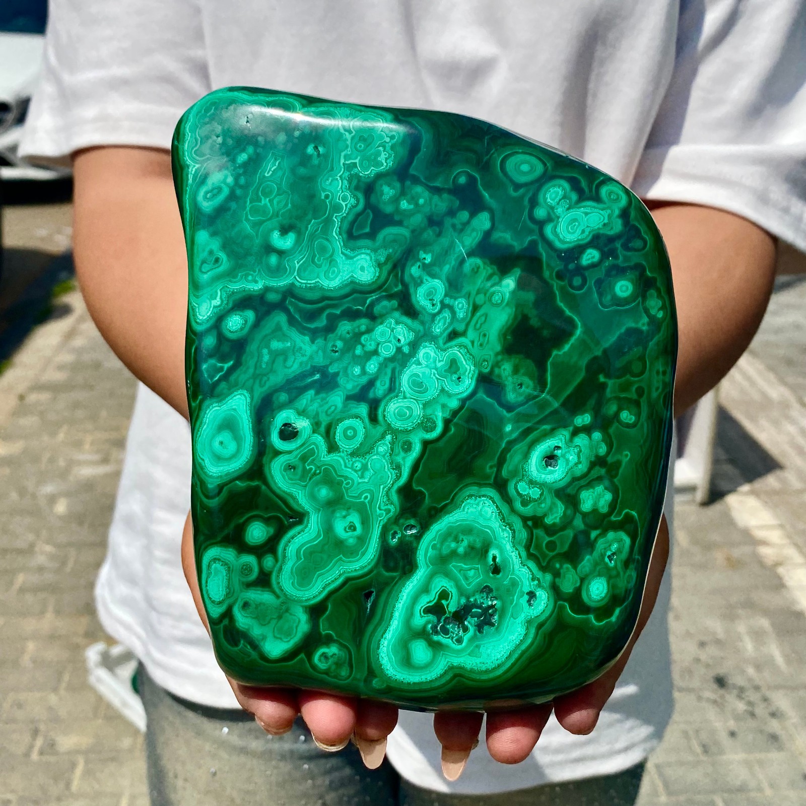 5.4LB Natural glossy Malachite transparent cluster rough mineral sample