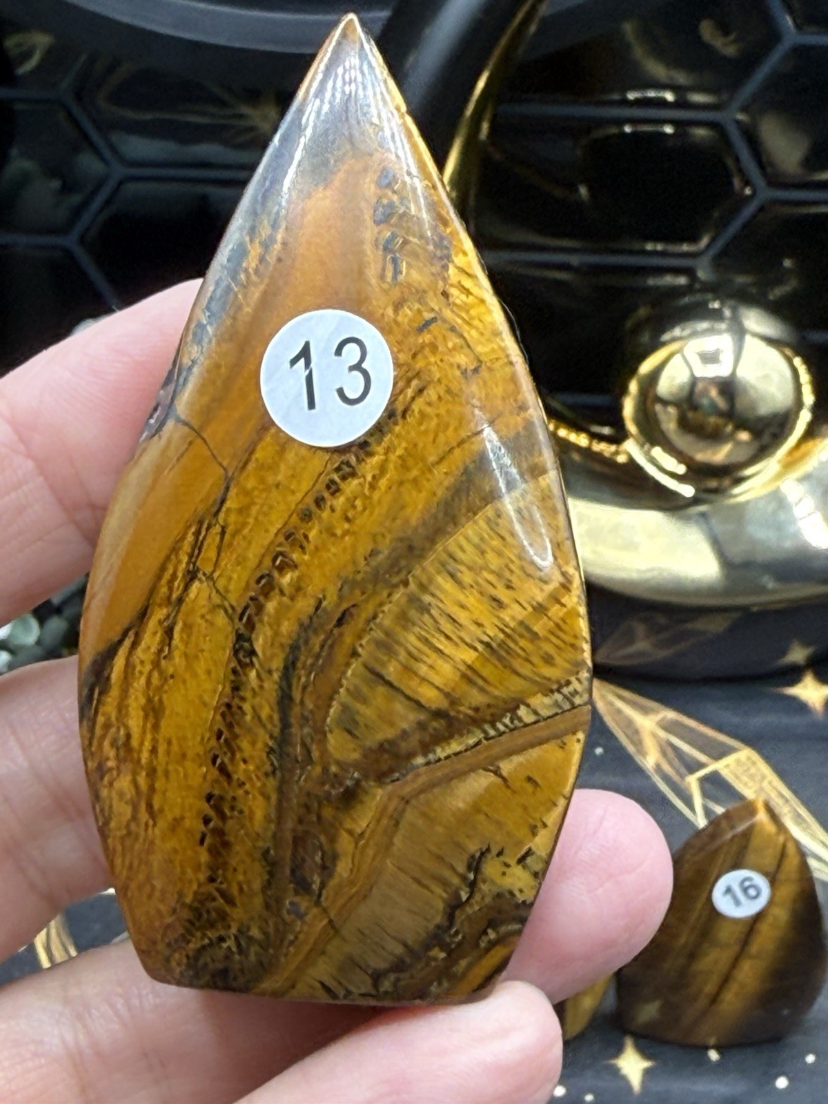 Natural Tigers eye Candle Flames Points beautiful color Free shipping