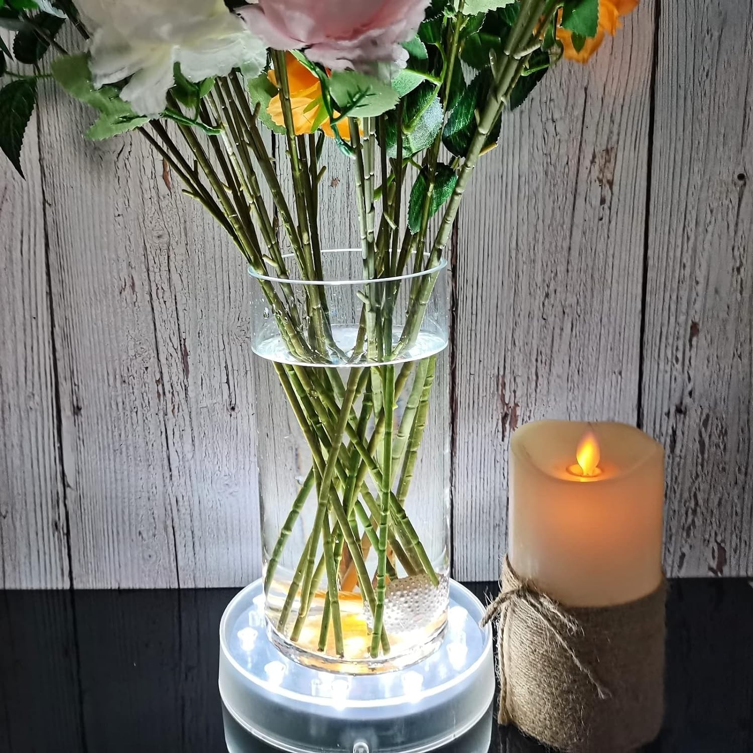 6″ LED Light Base Round Display Pedestal for 3D Crystal Cube Glass Art