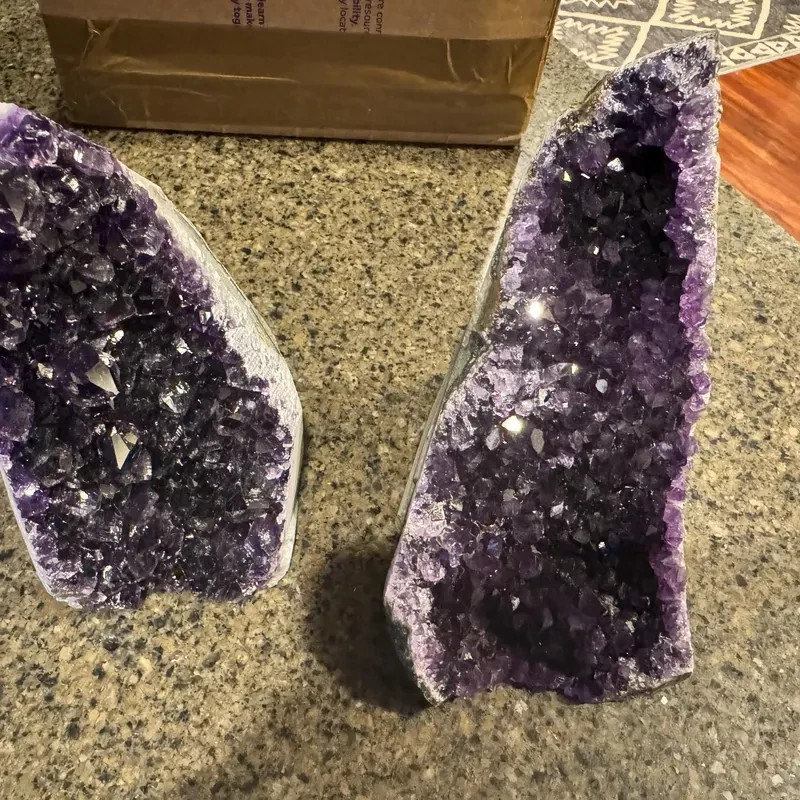 250G Natural Amethyst Raw Geode Cluster Purple Quartz Crystal Art Home Decor
