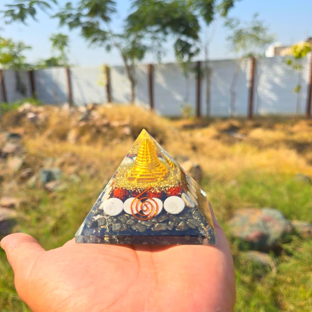 Orgonite Pyrite Pyramid Vastu Money Magnet Feng Shui EMF Protection and Healing