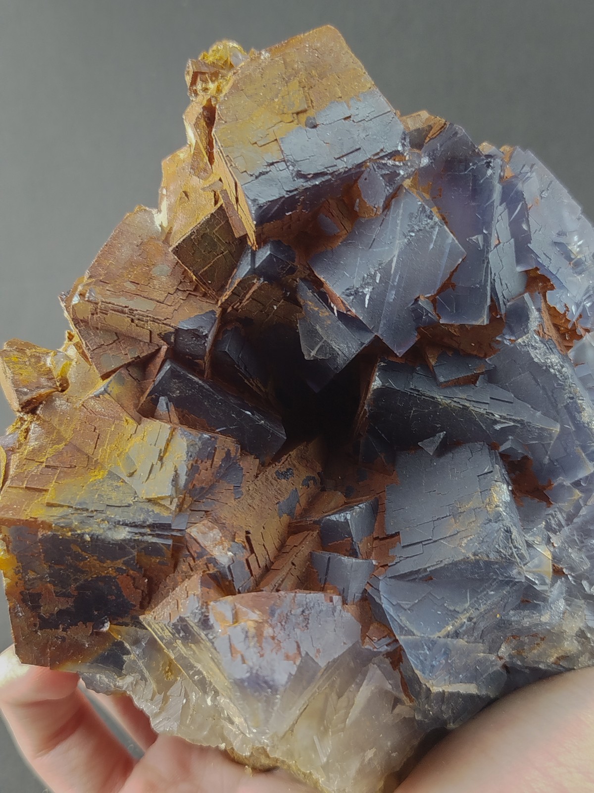 3.53lbs Natural Cubic Dark Blue Phantom Fluorite Crystal Mineral Specimen