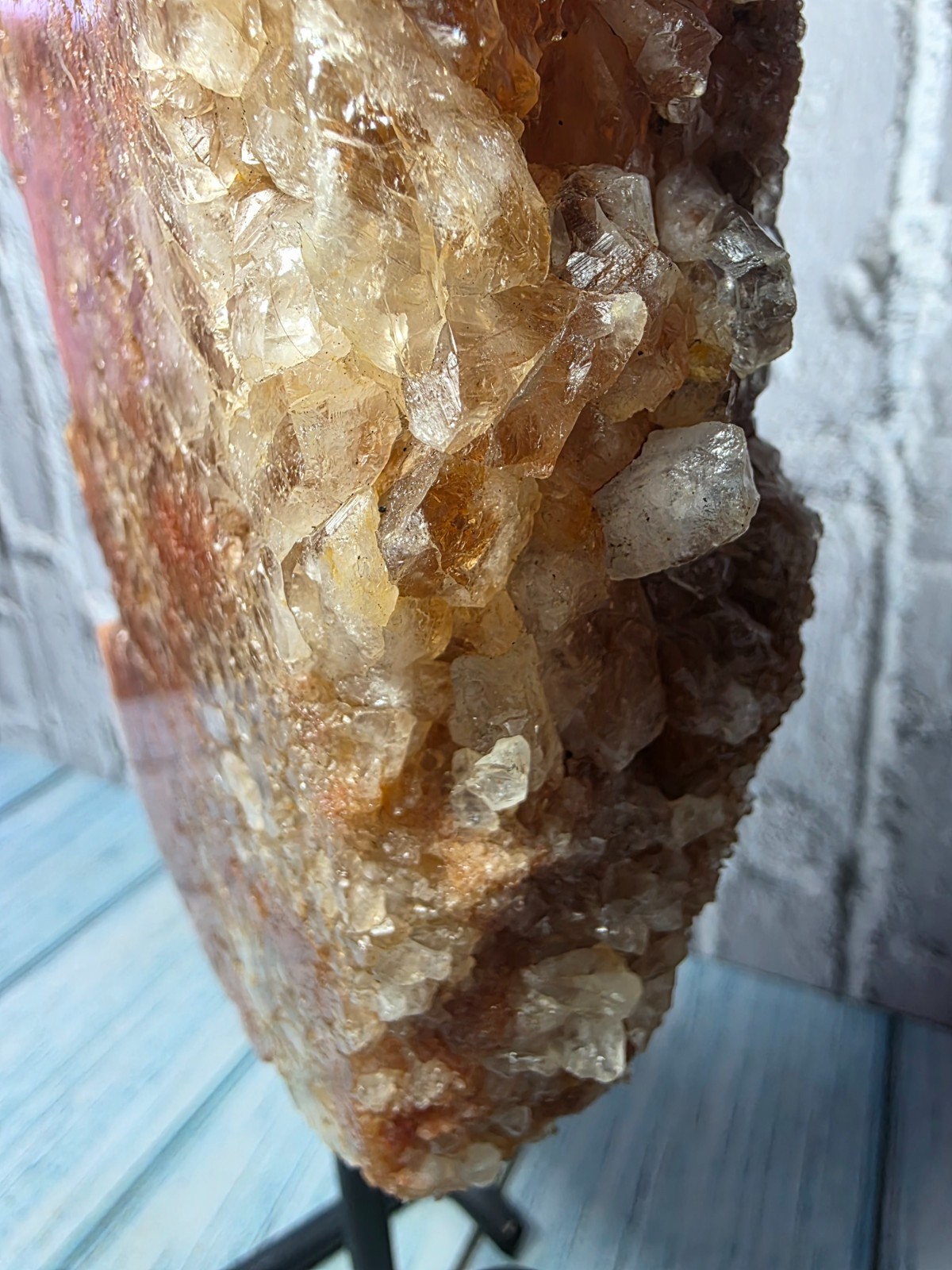 Pink Amethyst Freeform with Druzy on Custom Stand – Argentina – 710g
