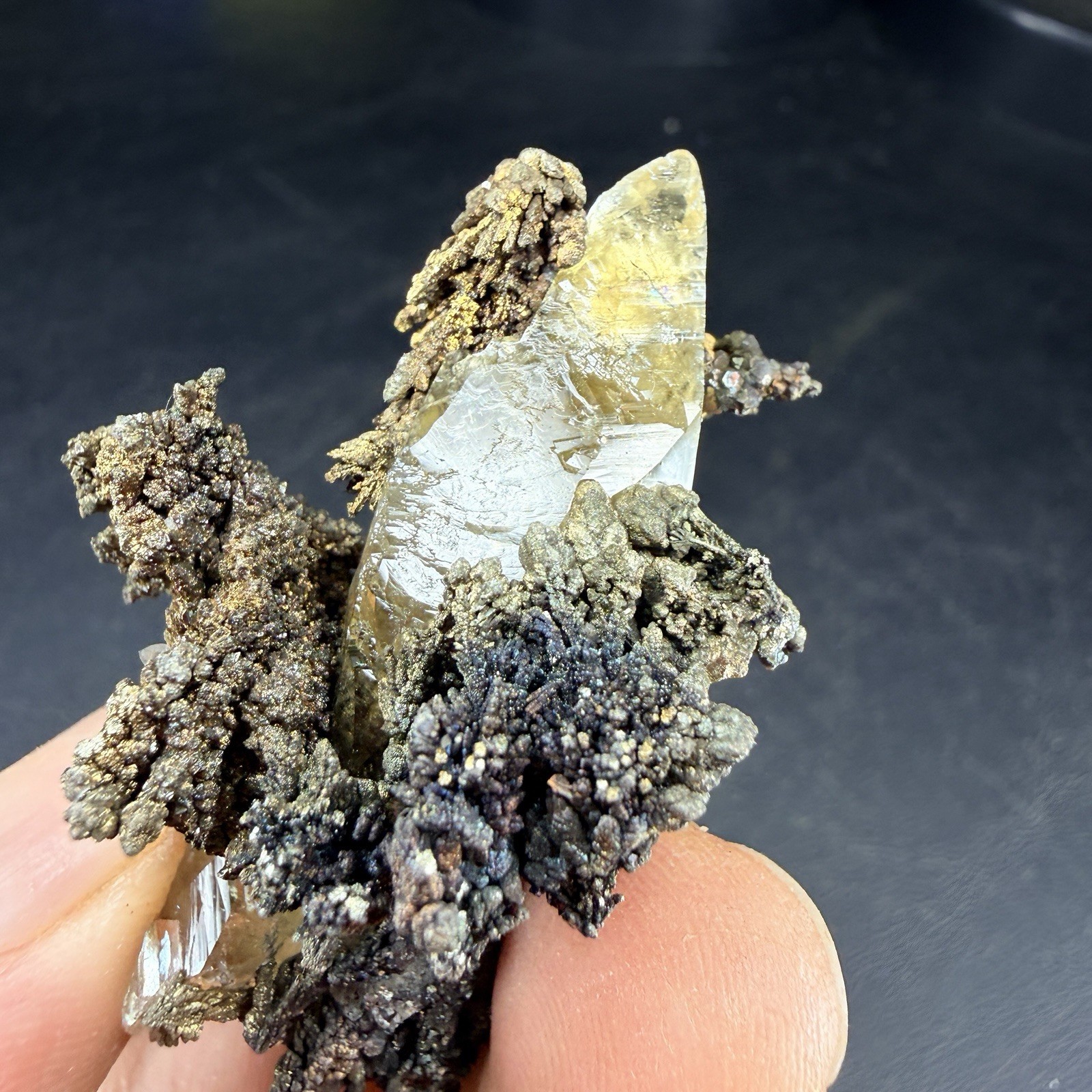 Golden Calcite Flower Chalcopyrite Crystal Combo / Sweetwater Mine *Video*