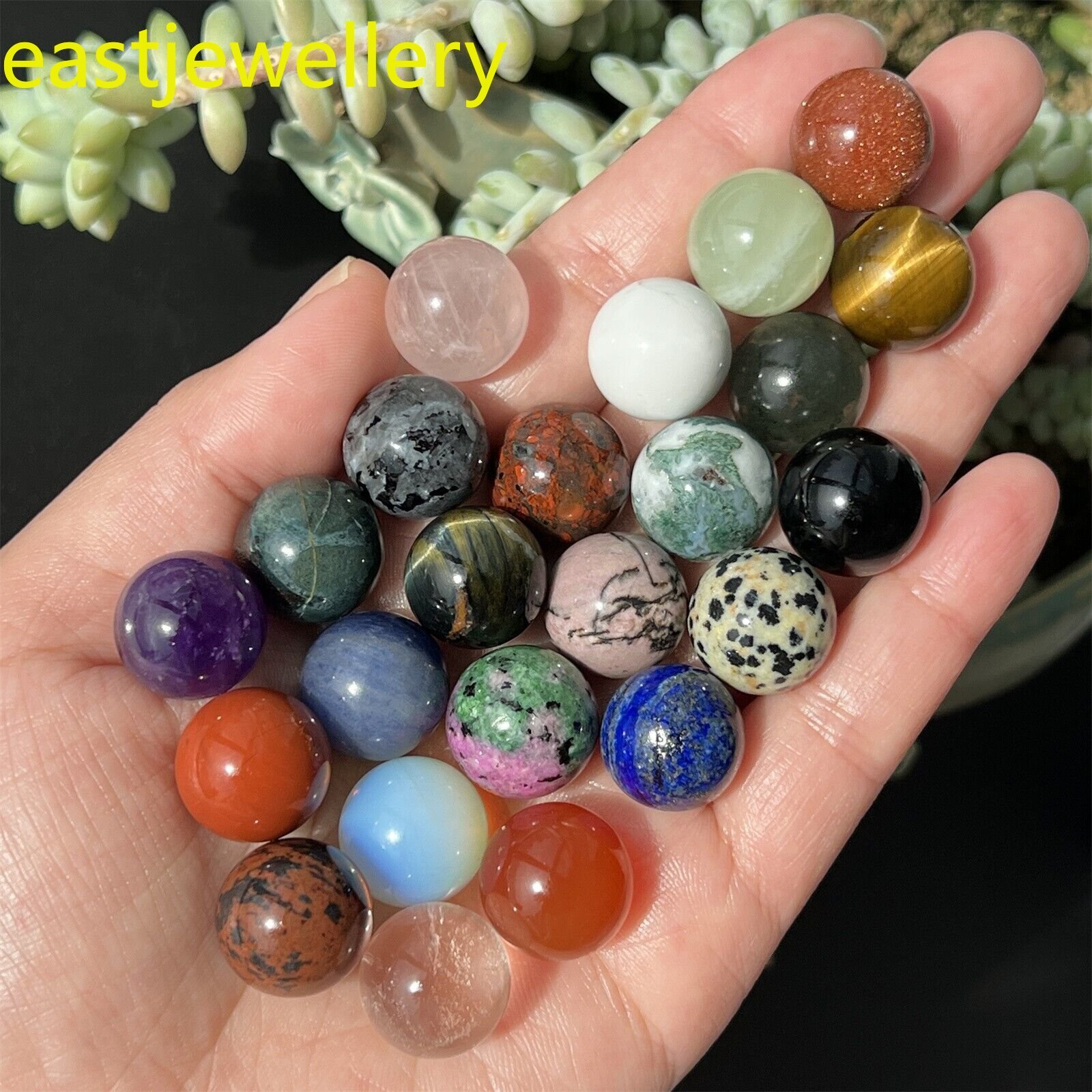 12x natural Mixed Sphere quartz crystal carved ball reiki healing Mineral 15mm+