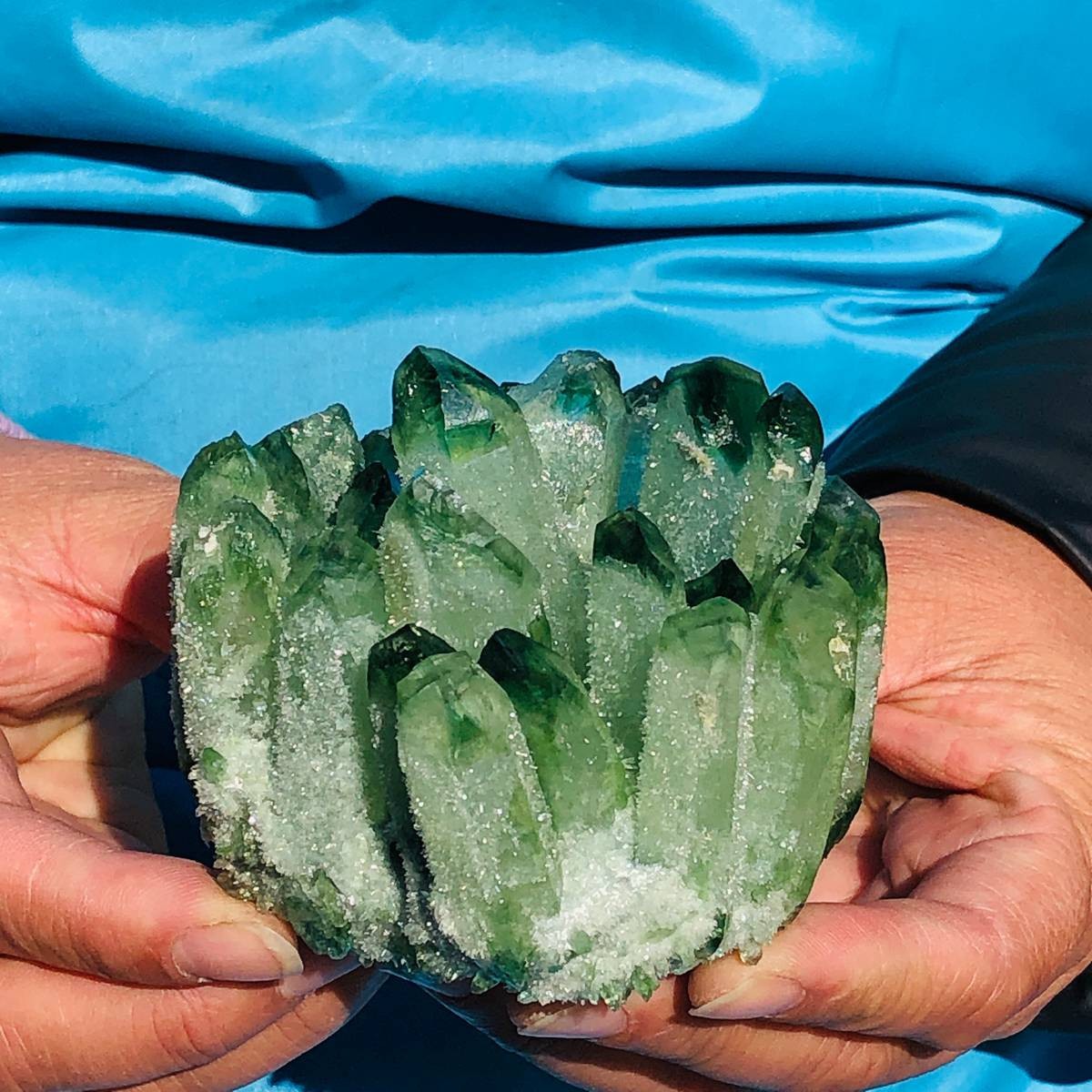 430+510+460+290g New Find green Phantom Quartz Crystal Cluster Mineral Specimen