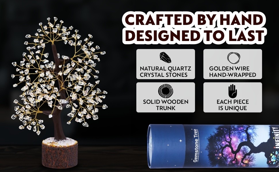Clear Quartz Tree Kit 300 Beads Gemstone Bonsai Gold Wire Bracelets Pendant Set.