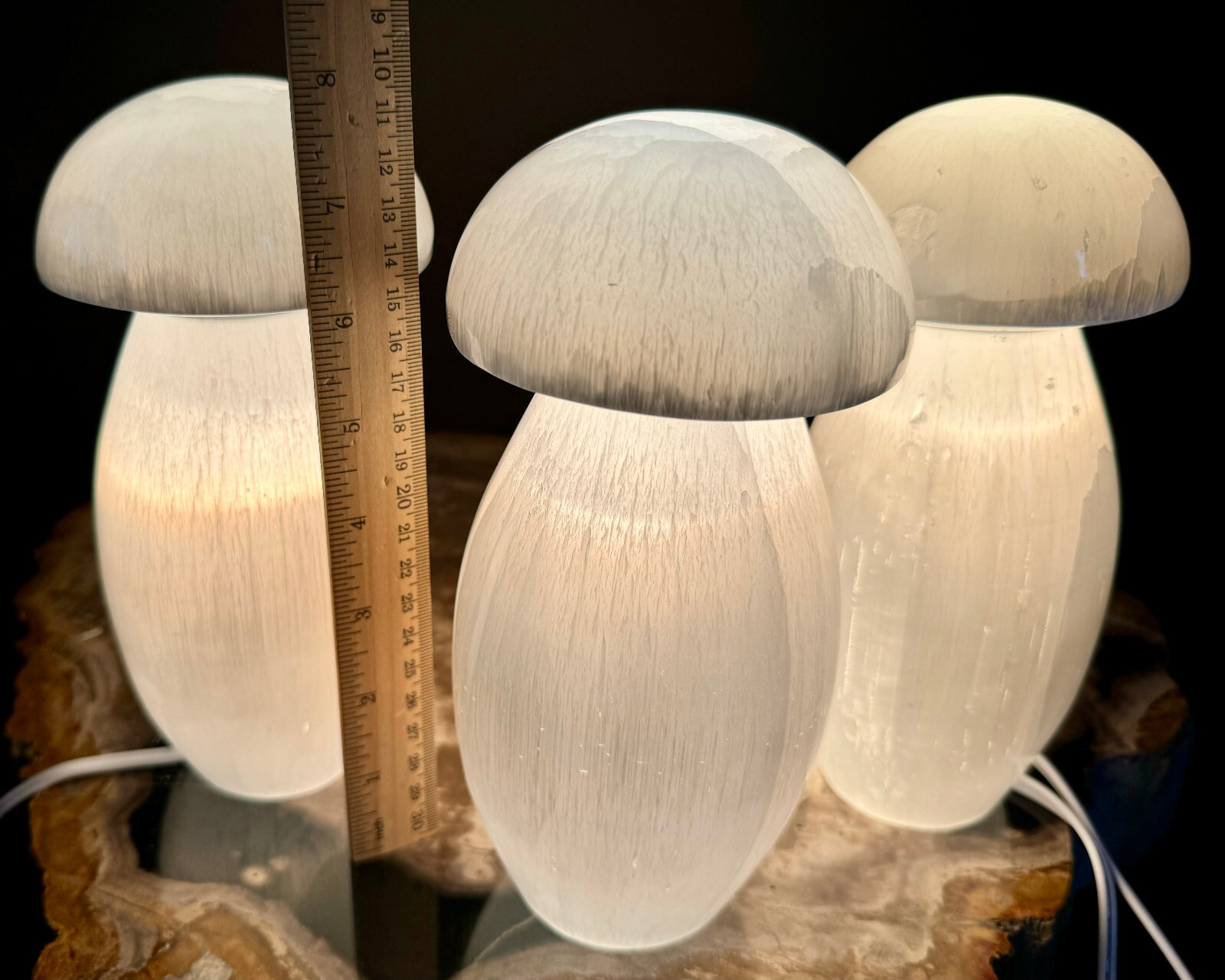 Selenite Mushroom Lamp, LARGE Natural Selenite Crystal Lamps (Selenite Lamp)