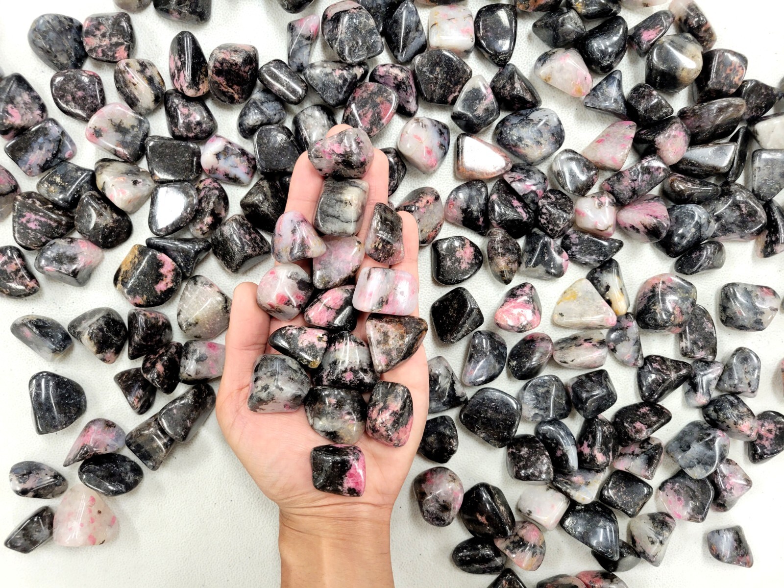 Bulk Tumbled Rhodonite Crystal Stones for Jewelry Making Healing and Crafting