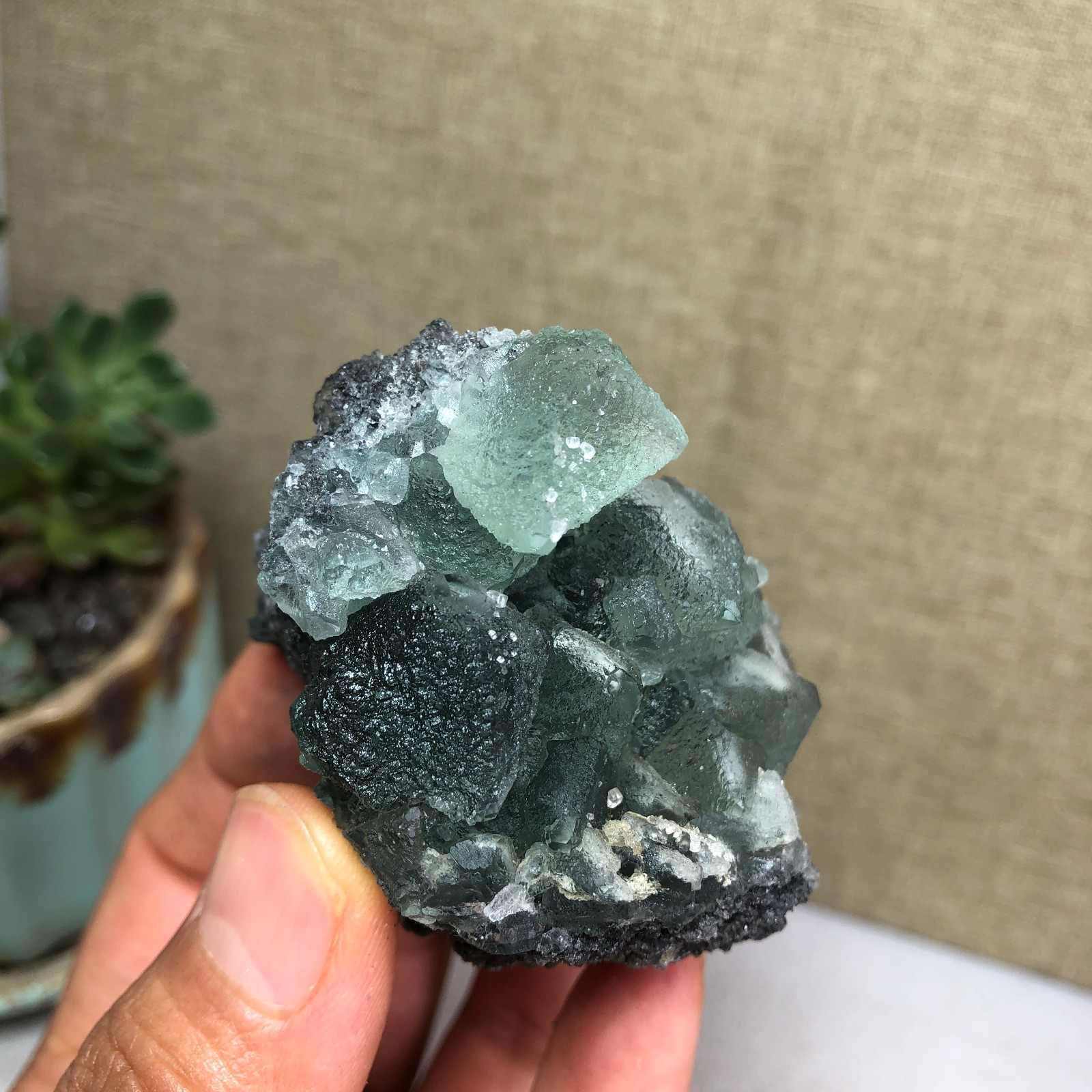 125g NATURAL Green Cubic FLUORITE Crystal Cluster Mineral Specimen A4732