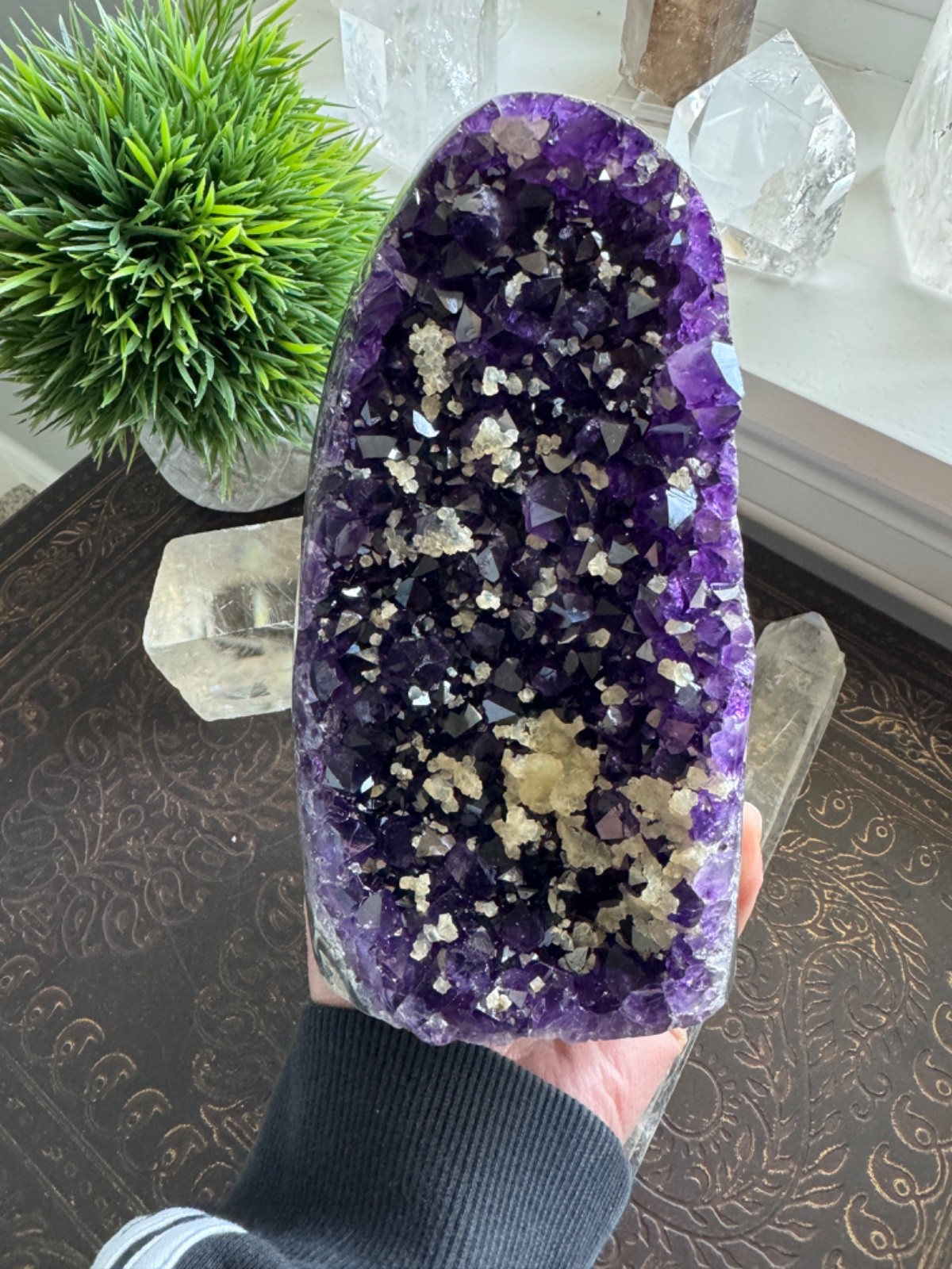 Amethyst Calcite Geode Dark Purple High Quality Crystal Cluster Cut Base 344