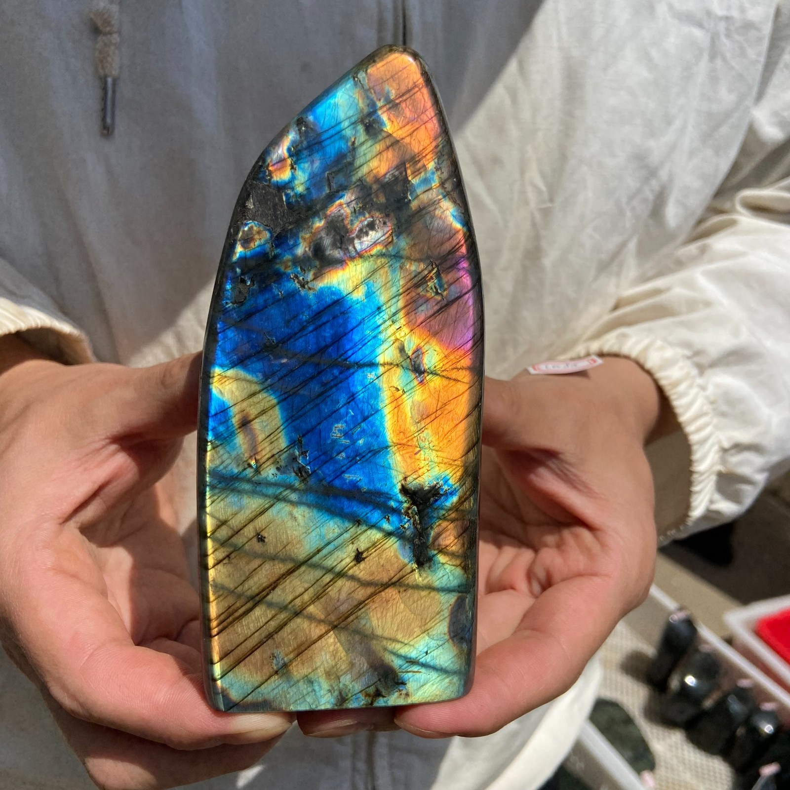 610G Natural Labradorite Gorgeous Feldspar Crystal freeform Specimen Healing