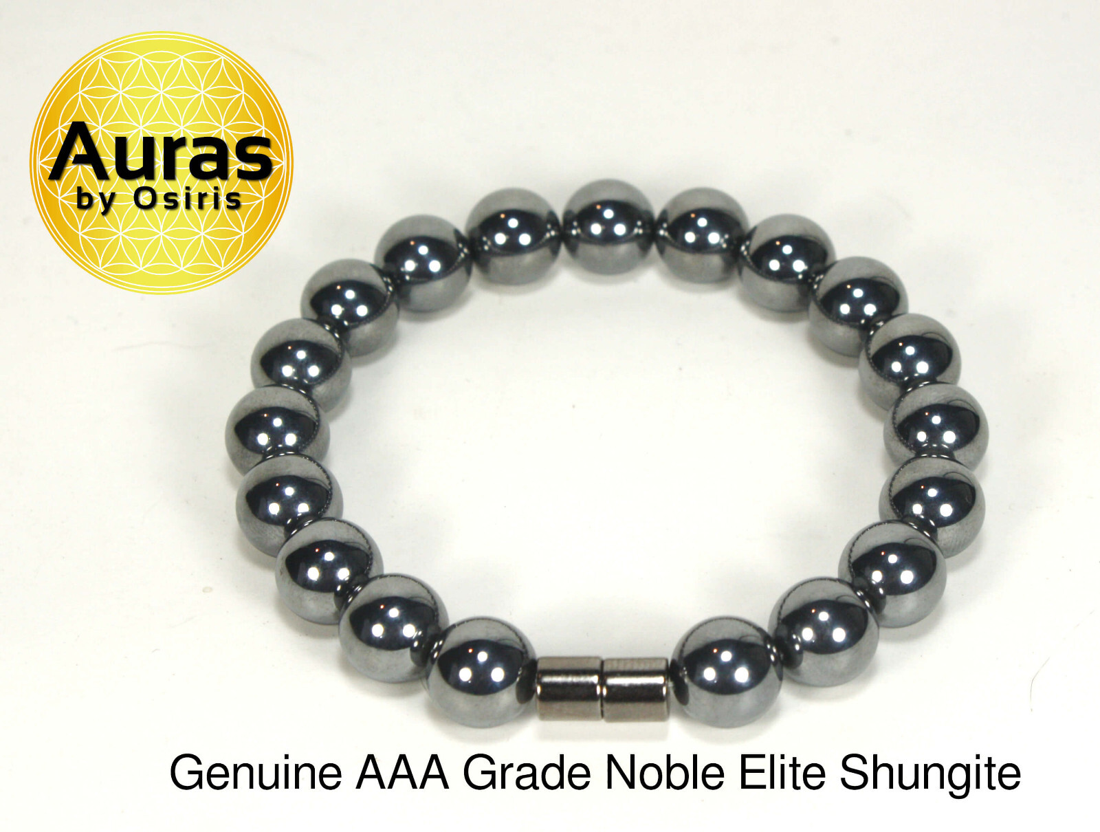 10mm Noble Elite Shungite Bracelet – EMF Protection Jewelry Easy On Magnet Clasp