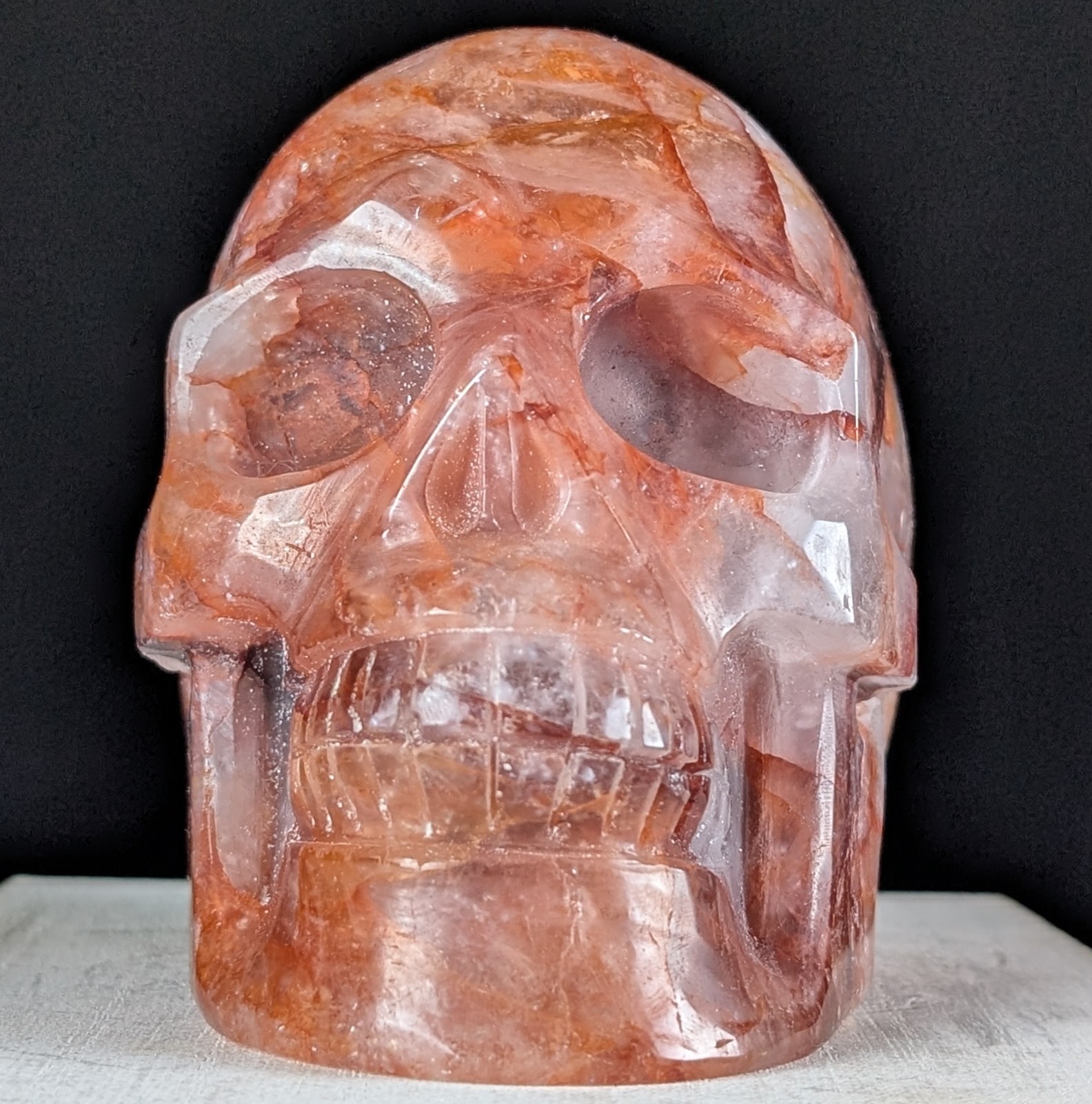 Red Fire Quartz Skull Carving Crystal Gemstone Large Big Chakra Reiki