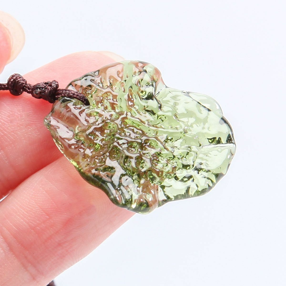 Natural Green Czech Moldavite Meteorite Impact Pendant Necklace Chakra Healing