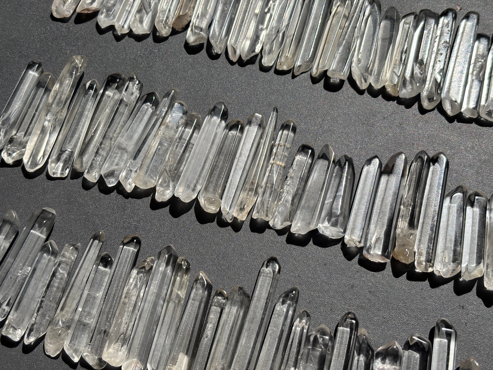 100pcs Bulk Thin Lemurian Polished Clear Quartz Crystal Points Wand Specimens