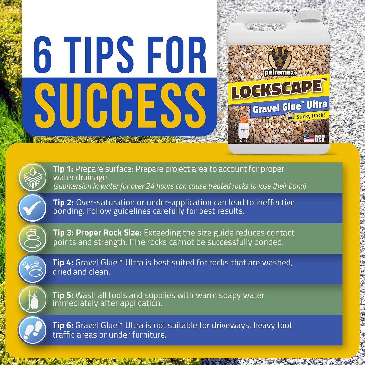 Lockscape Rock Glue for Landscaping | Gravel Glue Ultra Concentrated (1 Gallon)