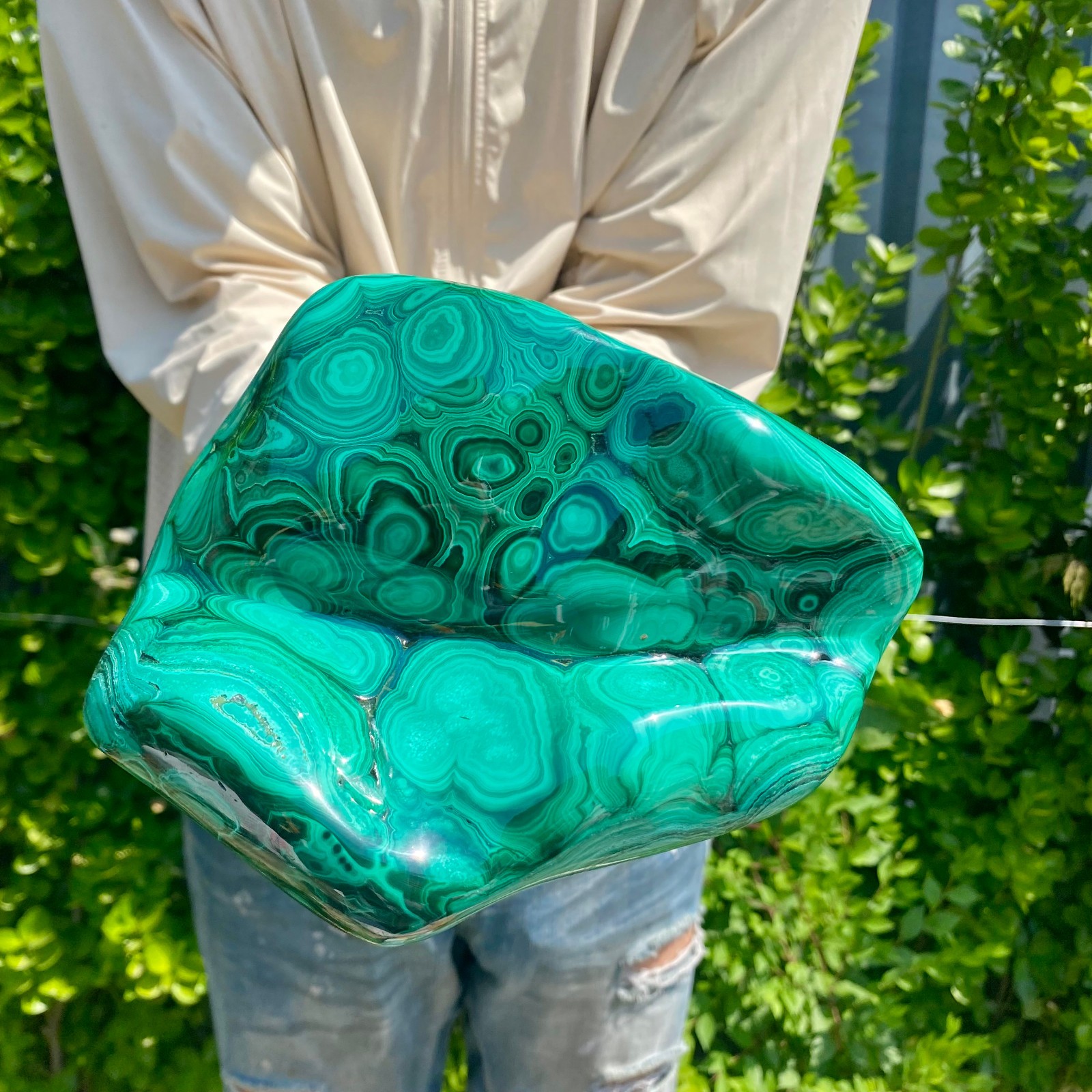 4.54LB Natural glossy Malachite transparent cluster rough mineral sample