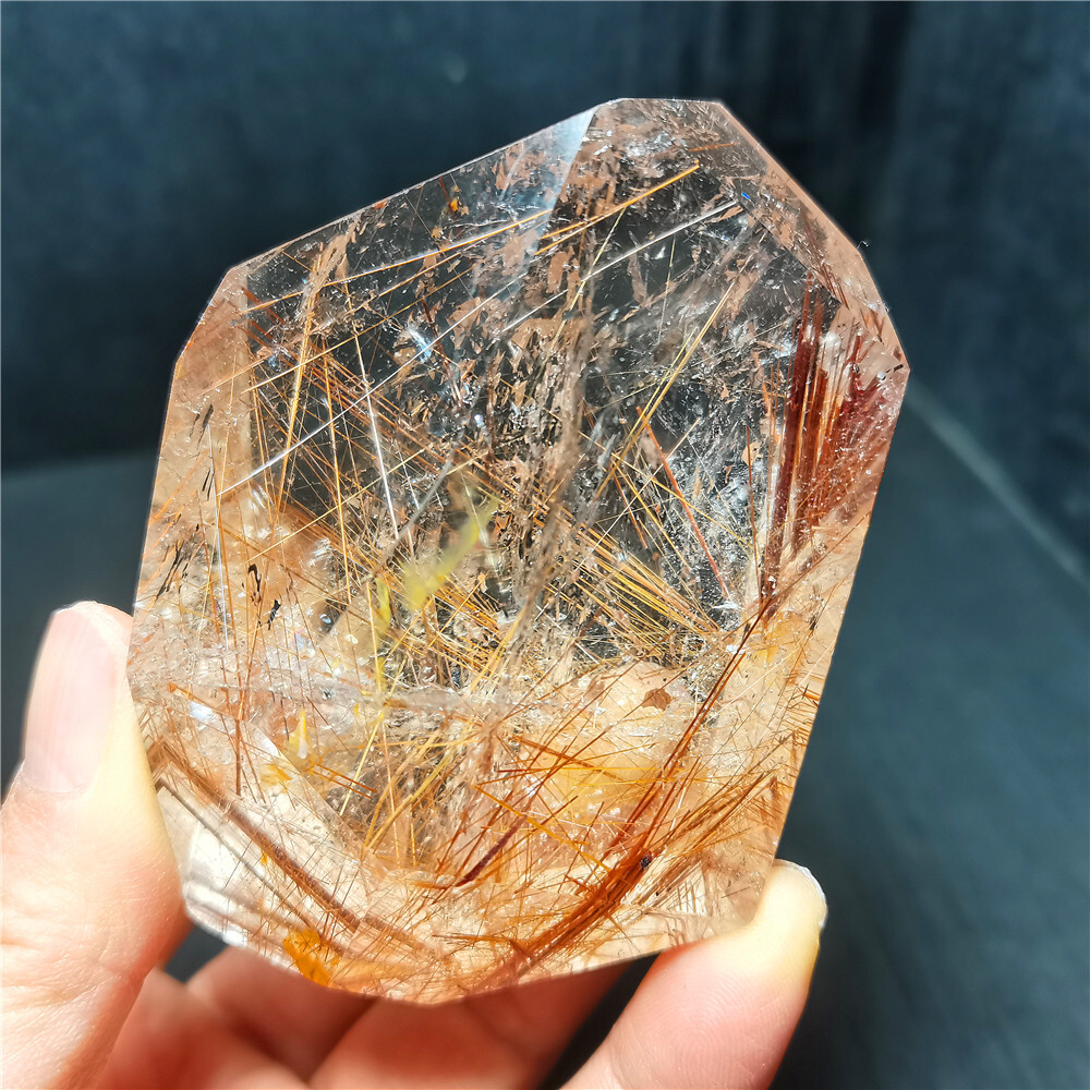 Rare Clear Golden Rutilated Inclusions Stone Gold Needles Stone specimen CY07