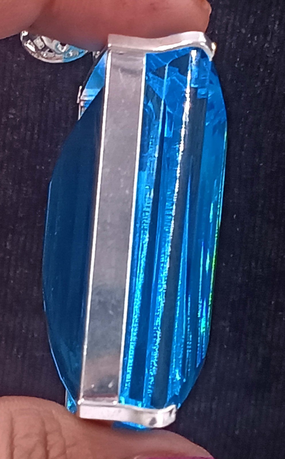 257 Ct Natural Blue Aquamarine IGL Emerald Cut Pendant 925 Sterling Silver 6FRW