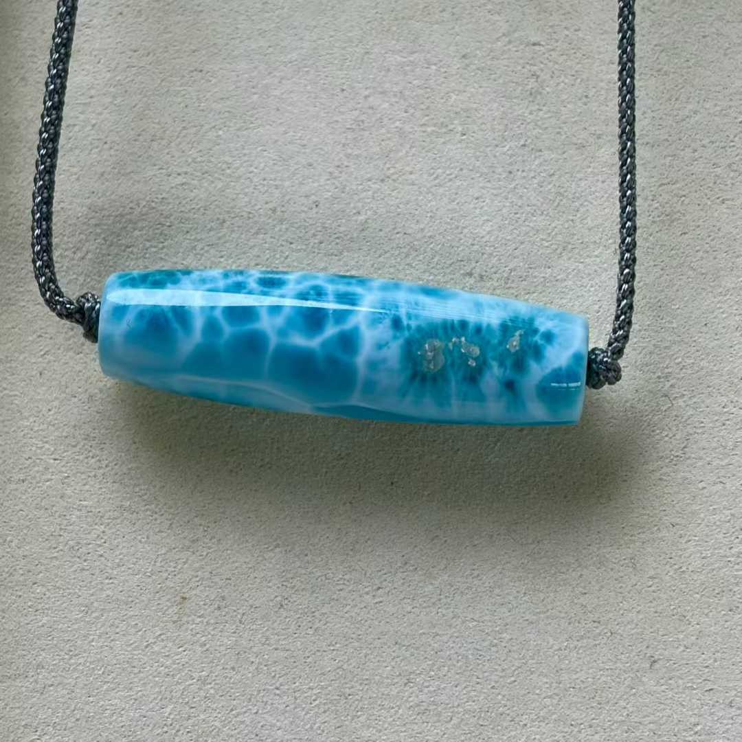 46*13*11mm Natural larimar Quartz Crystal dzi pendant Mineral gem Reiki energy