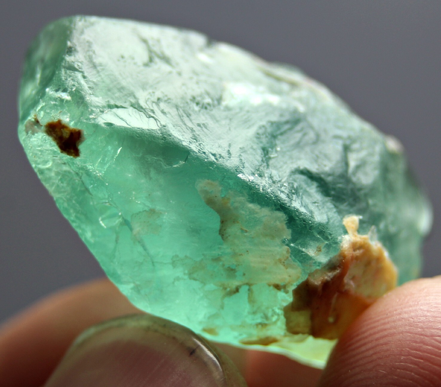 57 CT Eye-catchting Rare Green Fluorite Eye Clean Facet Grade Crystal From Afgha