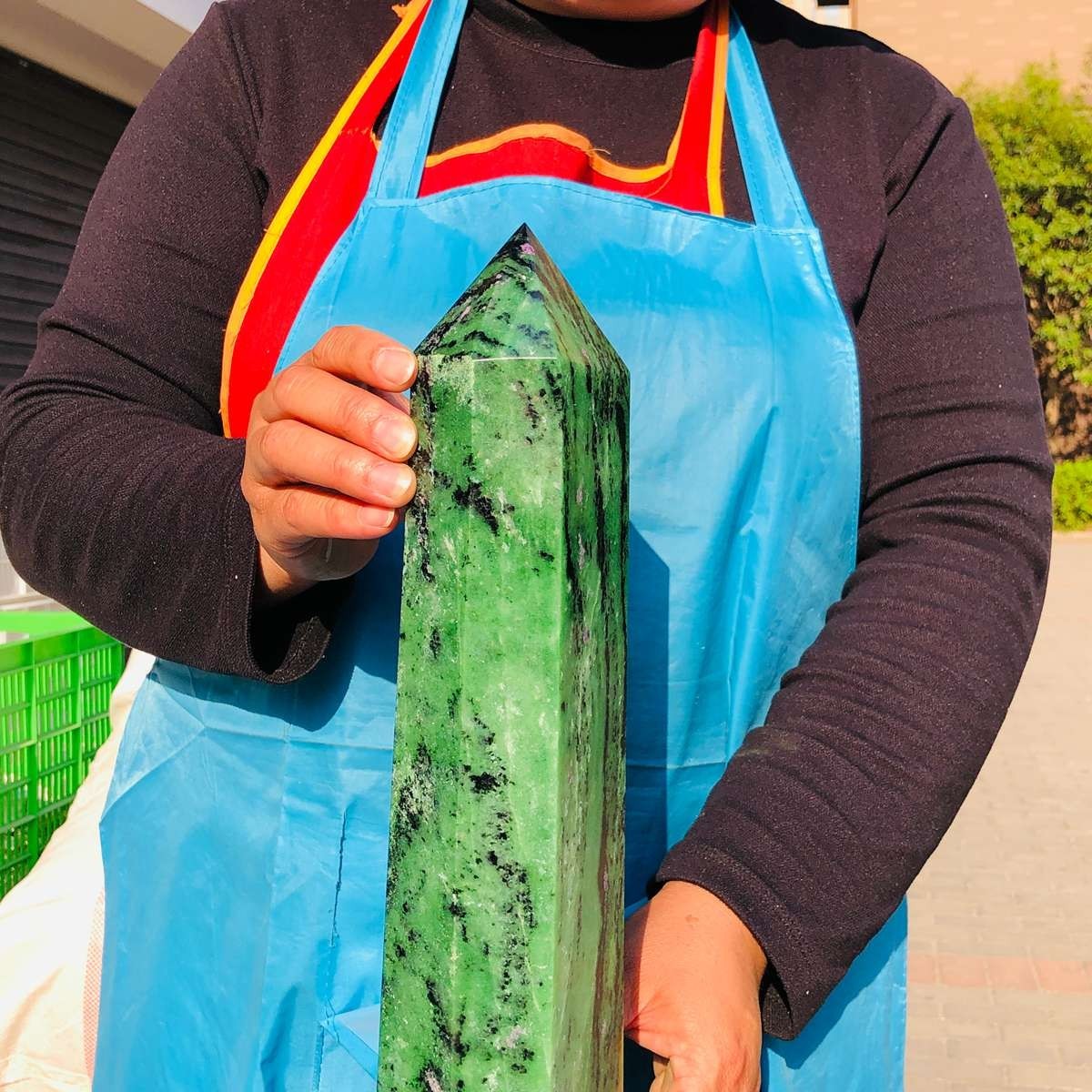 9.59LB Large Natural Red and Green Treasure Crystal Obelisk Specimen Healing