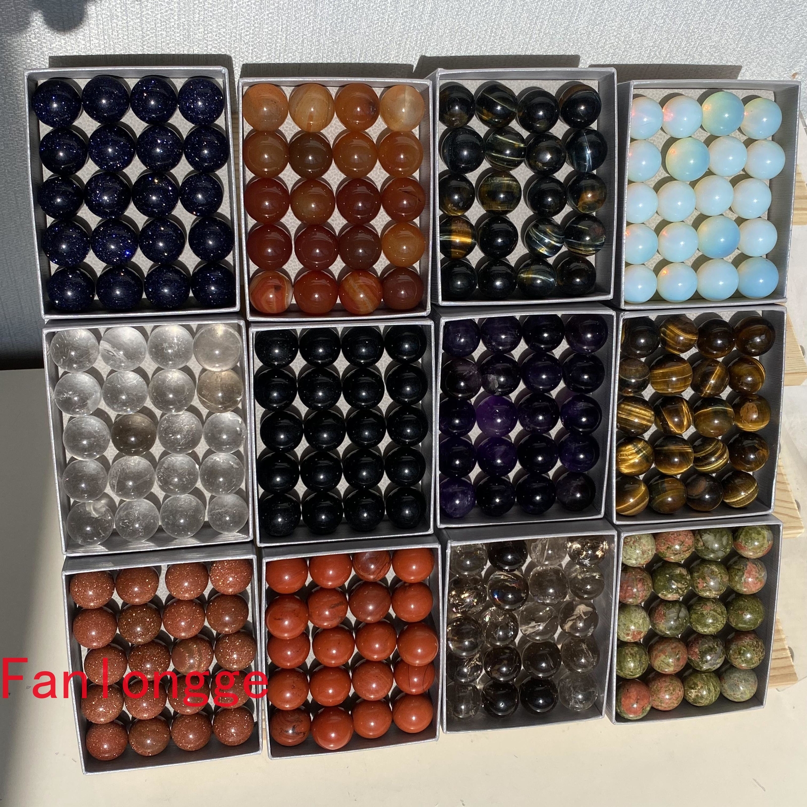 Wholesale Natural Mixed Crystal Sphere Quartz Crystal Ball 15mm+ Healing + Box