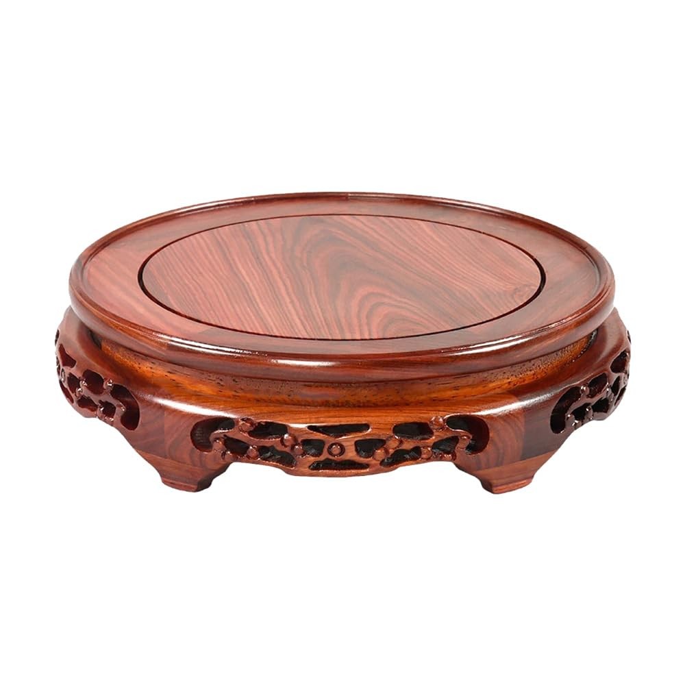 Round Pedestal Display Stand Rosewood Chinese Carving Stable Non-slip Wooden …