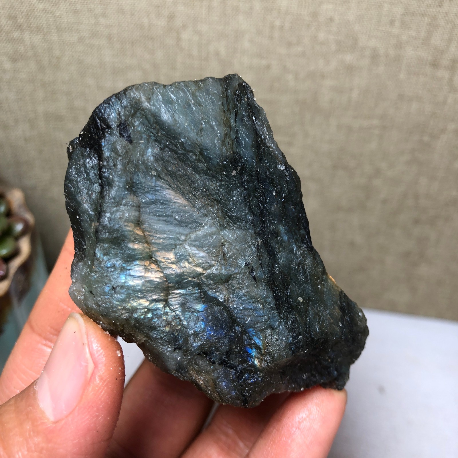 58mm Natural Labradorite Crystal gemstone rough original Specimen 95g A4219